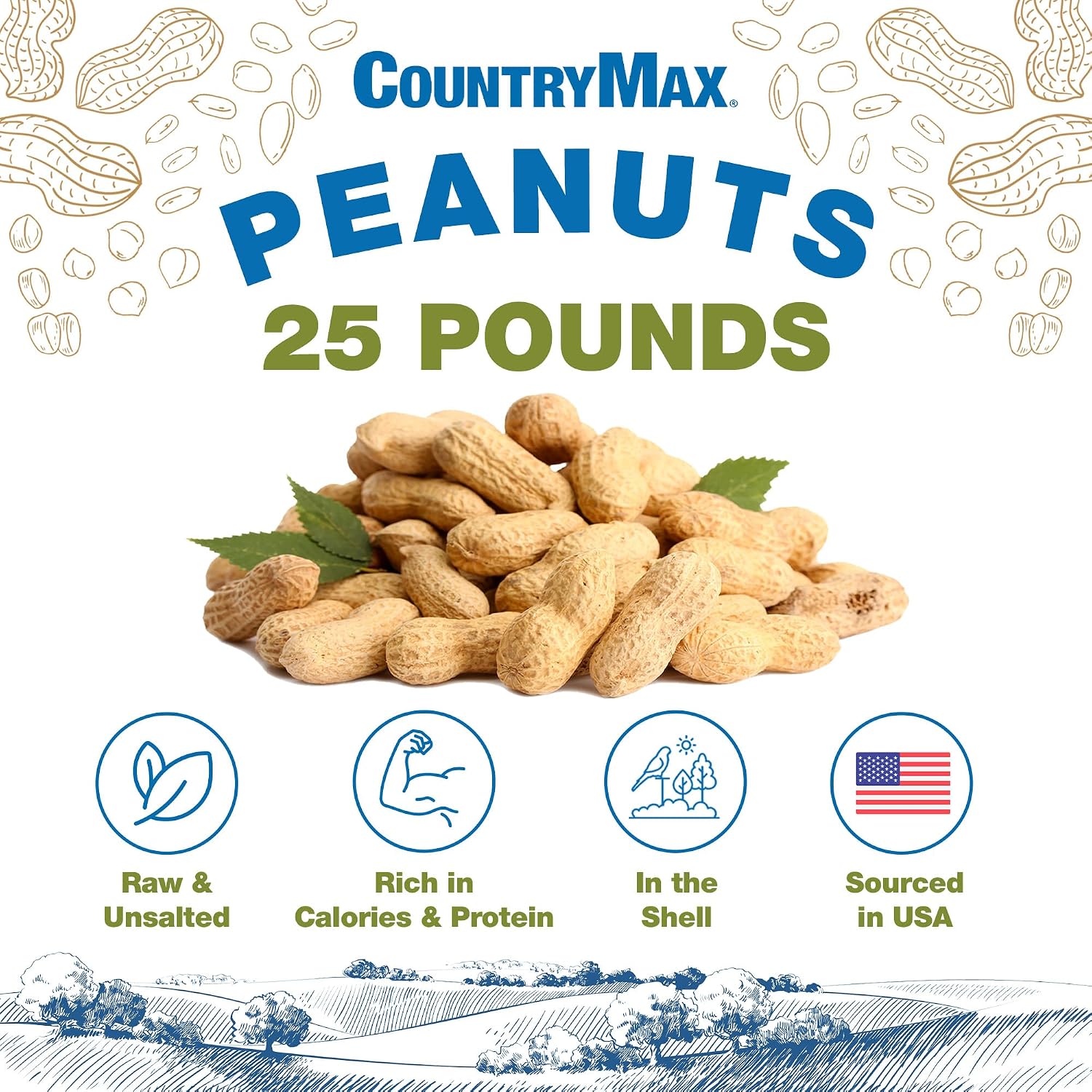 CountryMax Backyard Seeds Shelled Whole Peanuts for Woodpeckers, Birds, Squirrels & Wildlife – Premium Wild Animal Food, 10 lbs Bag