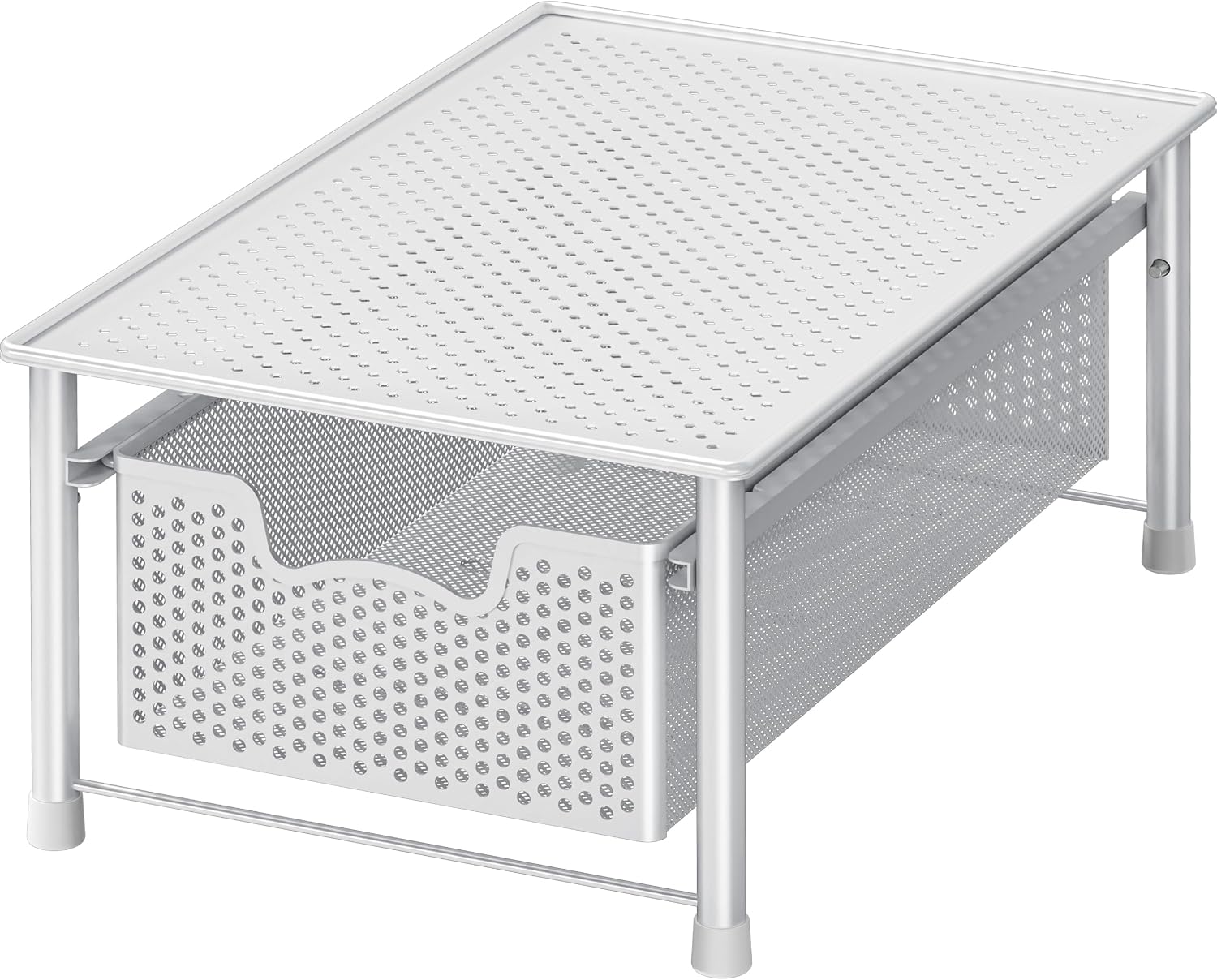 Simple Houseware Stackable 3 Tier Sliding Basket Organizer Drawer, Silver