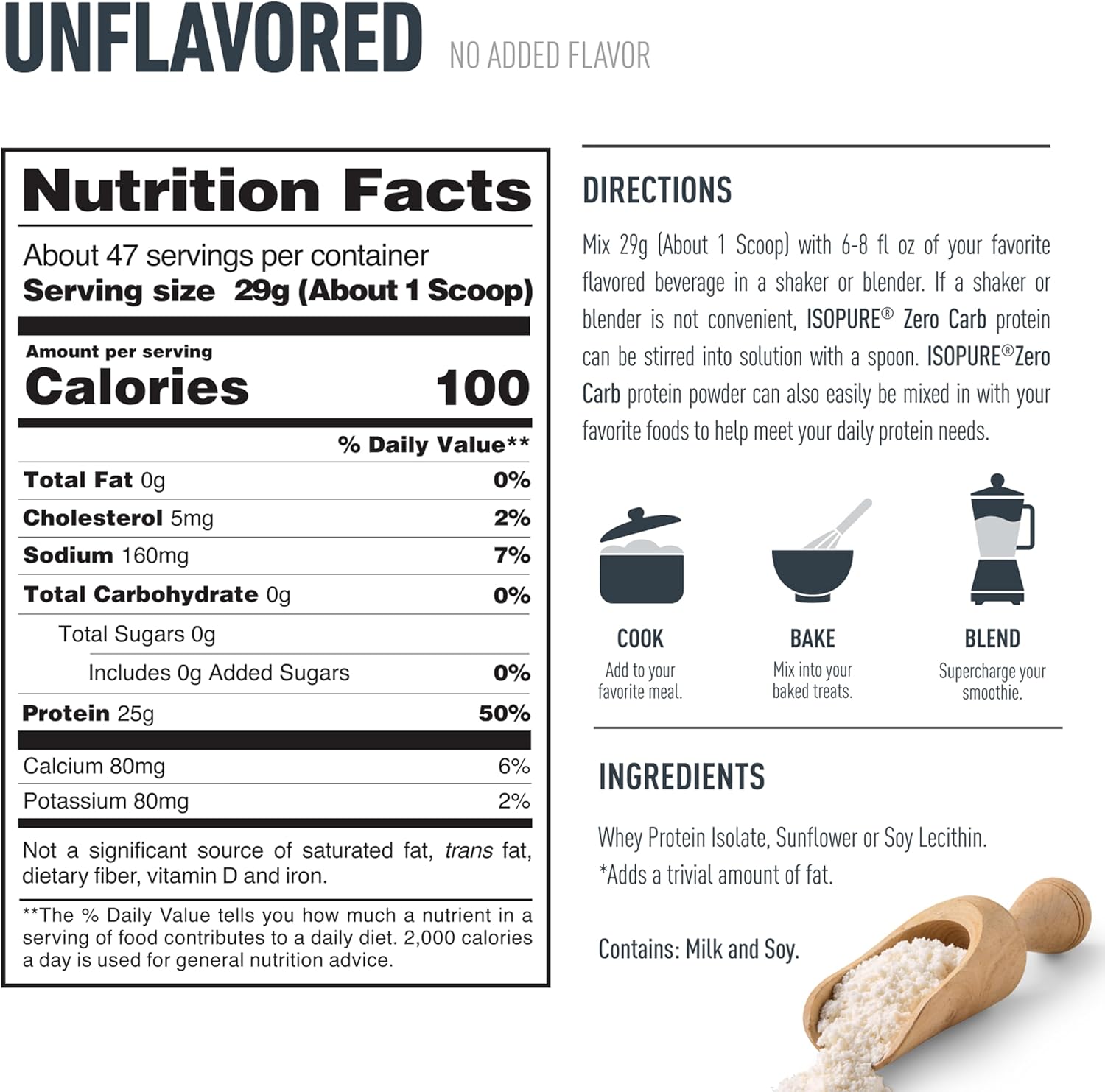 Isopure Zero Carb 100% Pure Whey Isolate Protein Powder, Gluten Free, with Vitamins, Unflavored, 25g Protein Per Serving, 3 lb | 25g Protein Per Serving, 100% Whey Protein Isolate, Gluten Free, with Added Vitamins for Immune Support & Muscle Recovery