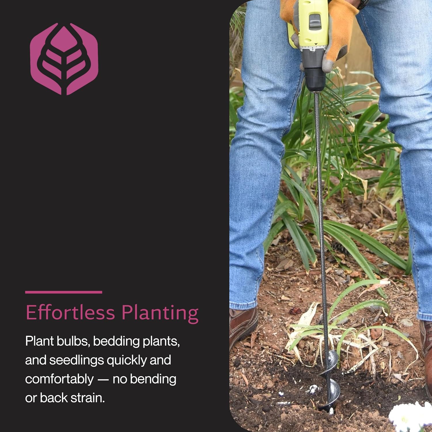 Yard Butler IREA-4 Roto Earth 18” Auger Drill Bit - Digging Tool for Effortless Bulb Planting - Multi-Use Drill - Heavy-Duty Garden Tool - Power-Coated Steel - Rust-Resistant | Powder-Coated Steel Digging Tool, Rust-Resistant, Digs Medium-Depth Holes for…