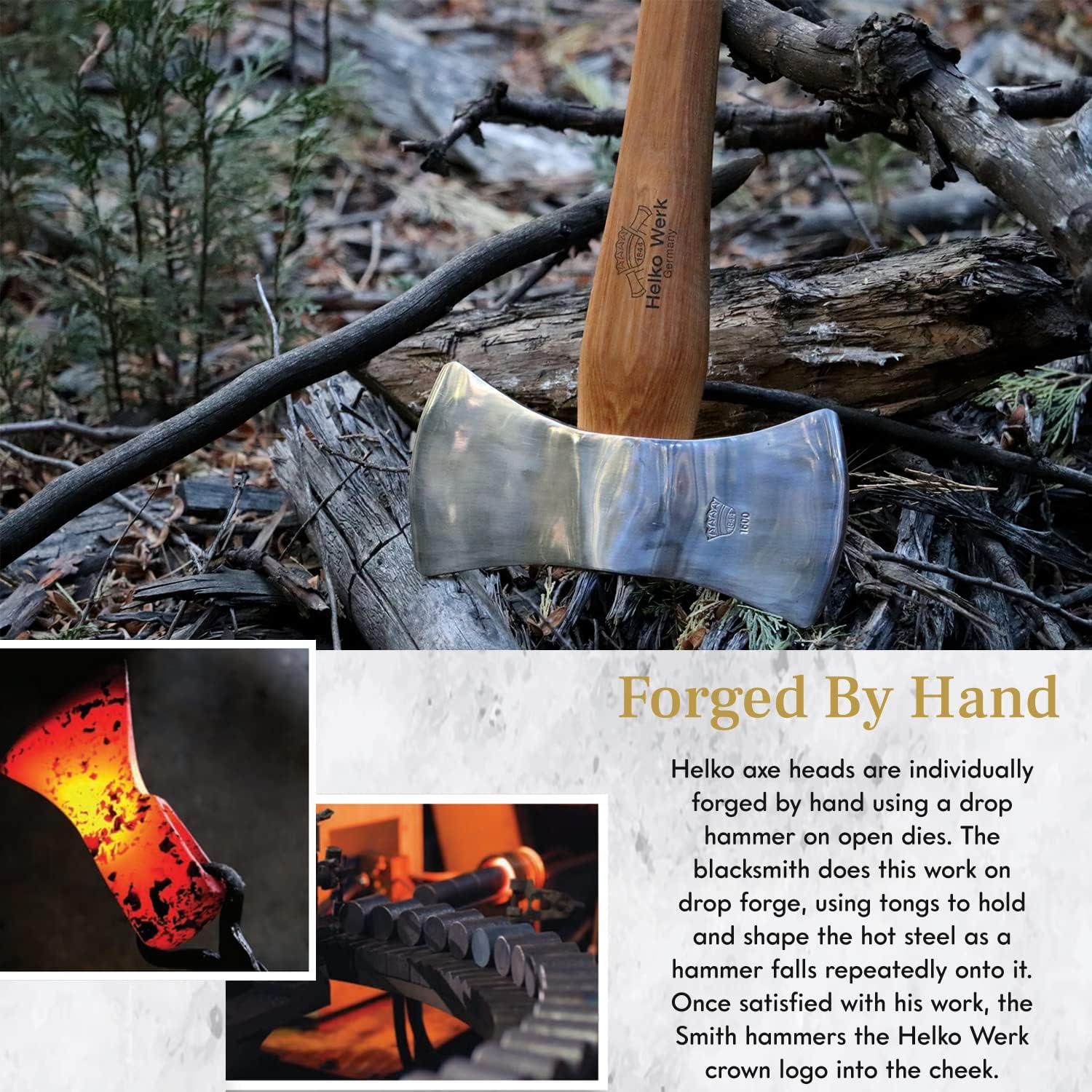 1844 Helko Werk Germany Classic Expedition Felling Axe (10497) | Made in Germany Large Felling Axe for Heavy Duty Felling Trees Cutting Wood and Timber Head 4.5lb, Handle 35 inches