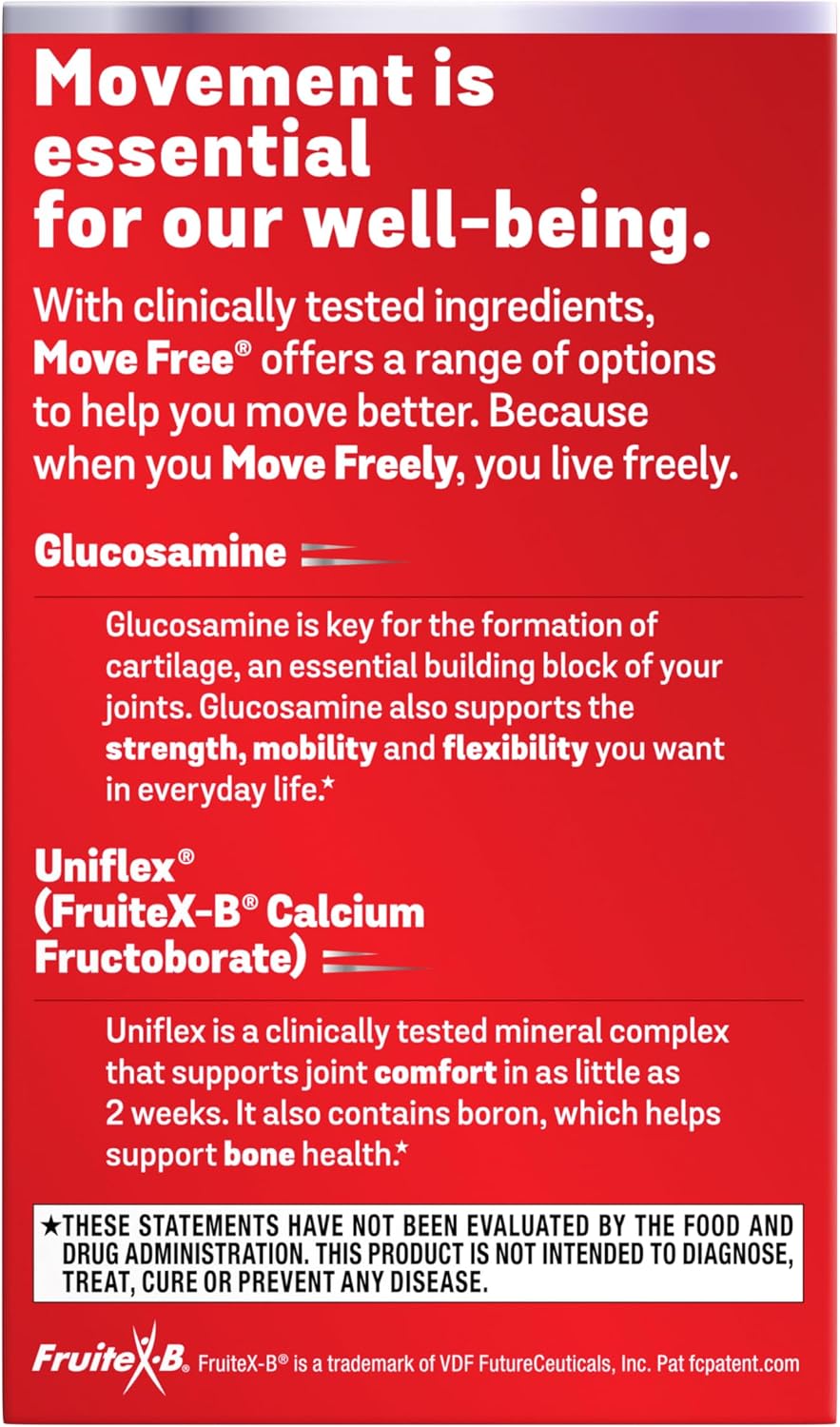 Move Free Advanced Glucosamine Chondroitin + Calcium Fructoborate Joint Support Supplement