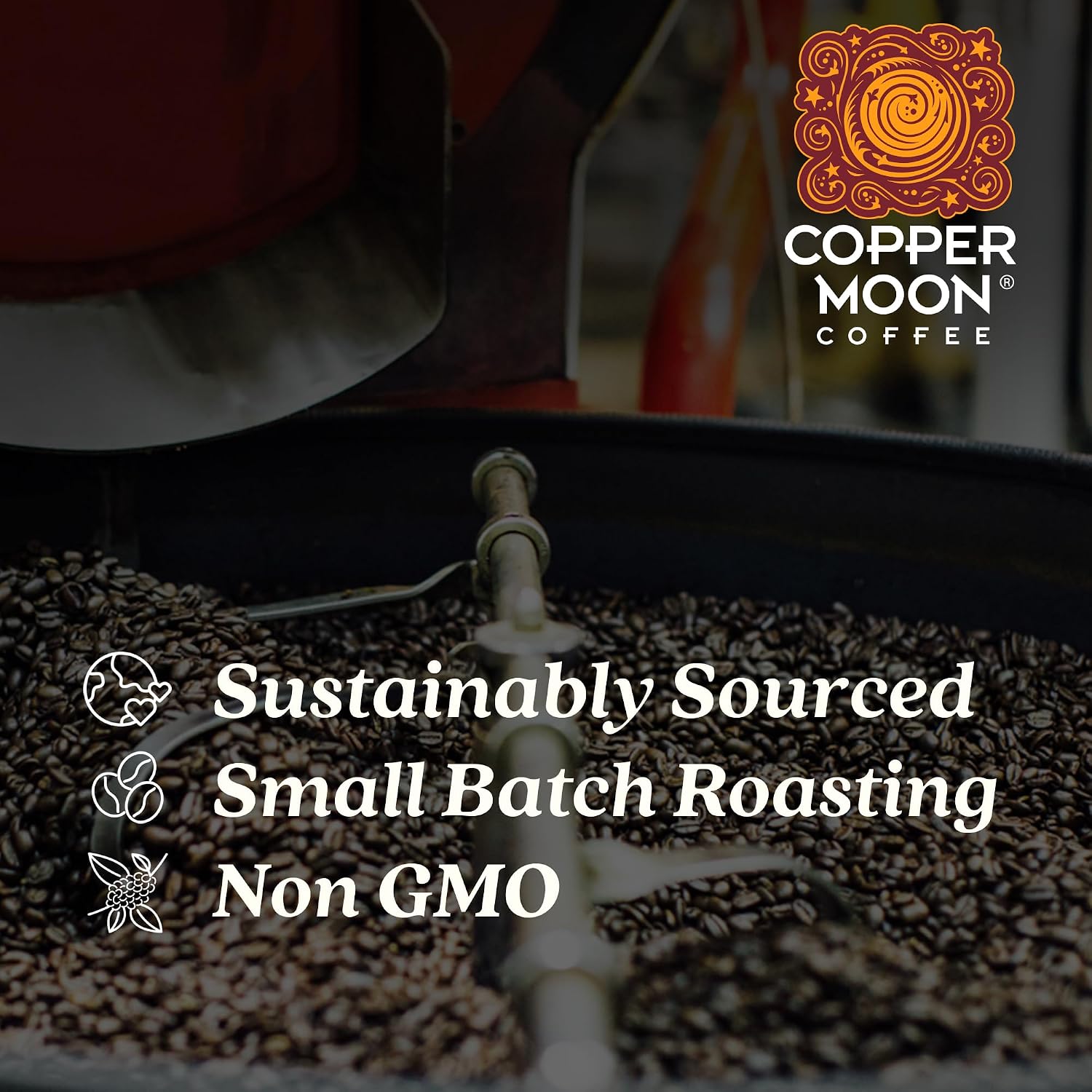 Copper Moon Whole Bean Coffee, Dark Roast, Sumatra, 2 lb | 2 Pound Bag, Vegan, Allergen Free, Non-GMO, Kosher, Vegetarian, Small Batch Roasted