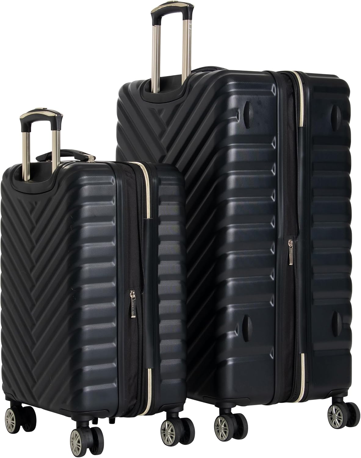 Kenneth Cole REACTION Madison Square Lightweight Hardside Chevron Expandable Spinner Luggage, Black, (28-Inch Checked)