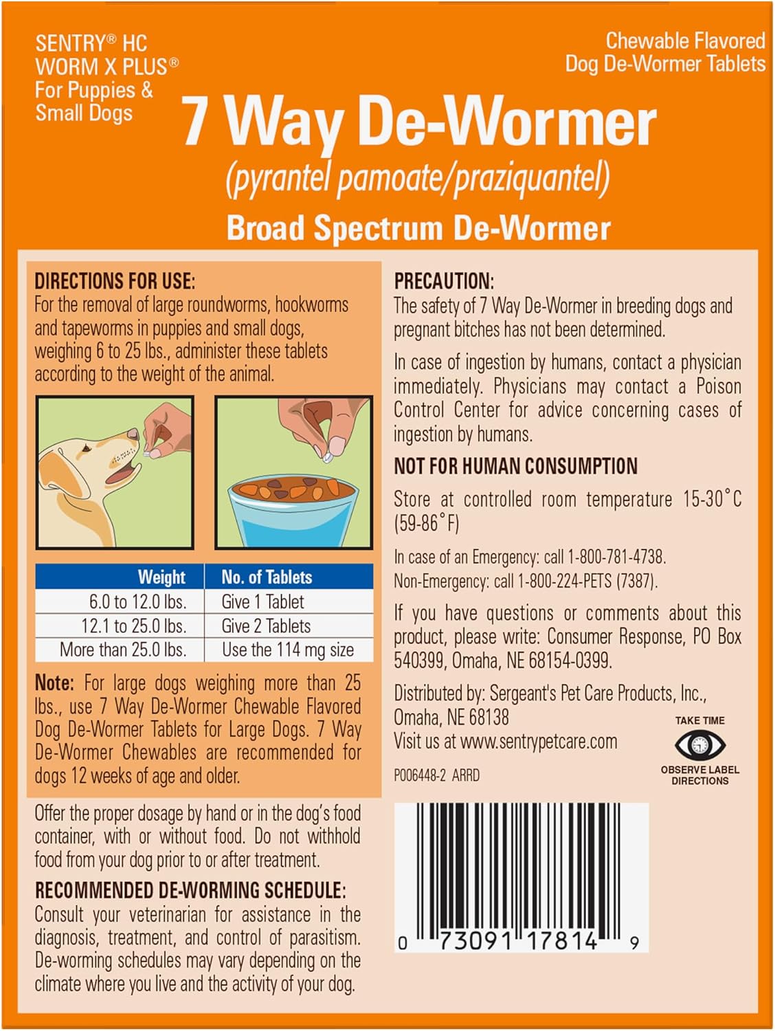 WORM X PLUS 7 Way De-Wormer Chewables for Dogs - Tablets for Small Dogs & Puppies (6-25 lbs) (pyrantel pamoate/praziquantel)