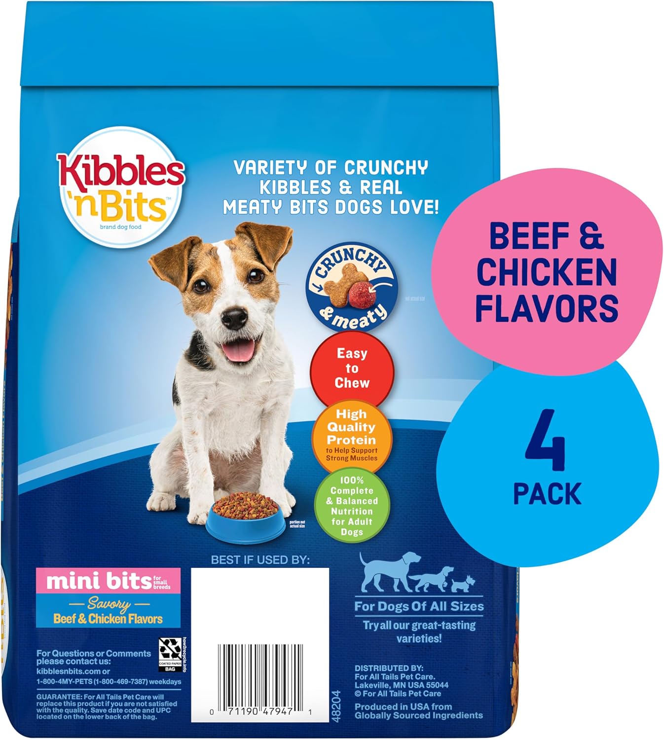 Kibbles 'N Bits Small Breed Mini Bits Savory Beef & Chicken Flavors Dog Food, 16-Pound(Pack of 1) | Complete & Balanced Nutrition Formulated For Small Adult Dogs Crafted With Easy-To-Chew Bites Of Beef & Chicken Flavors