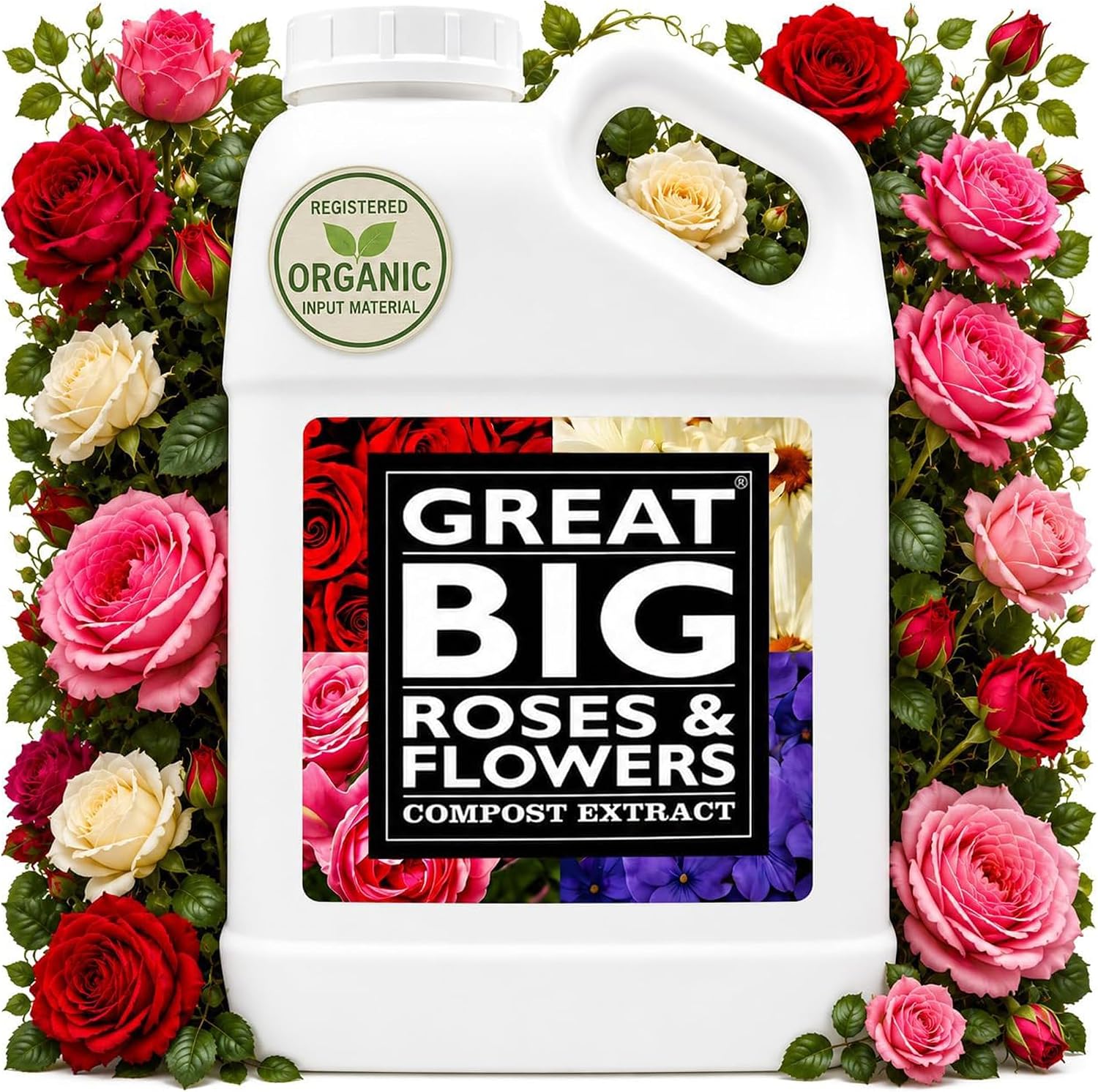 Great Big Roses Fertilizer Booster for Rose & Flower Gardens, 32 Ounce | Organic; For Roses, Flowers, Hydrangeas & Flowering Shrubs; Mix 4 oz per gal water; More Blossoms & Better Root Uptake