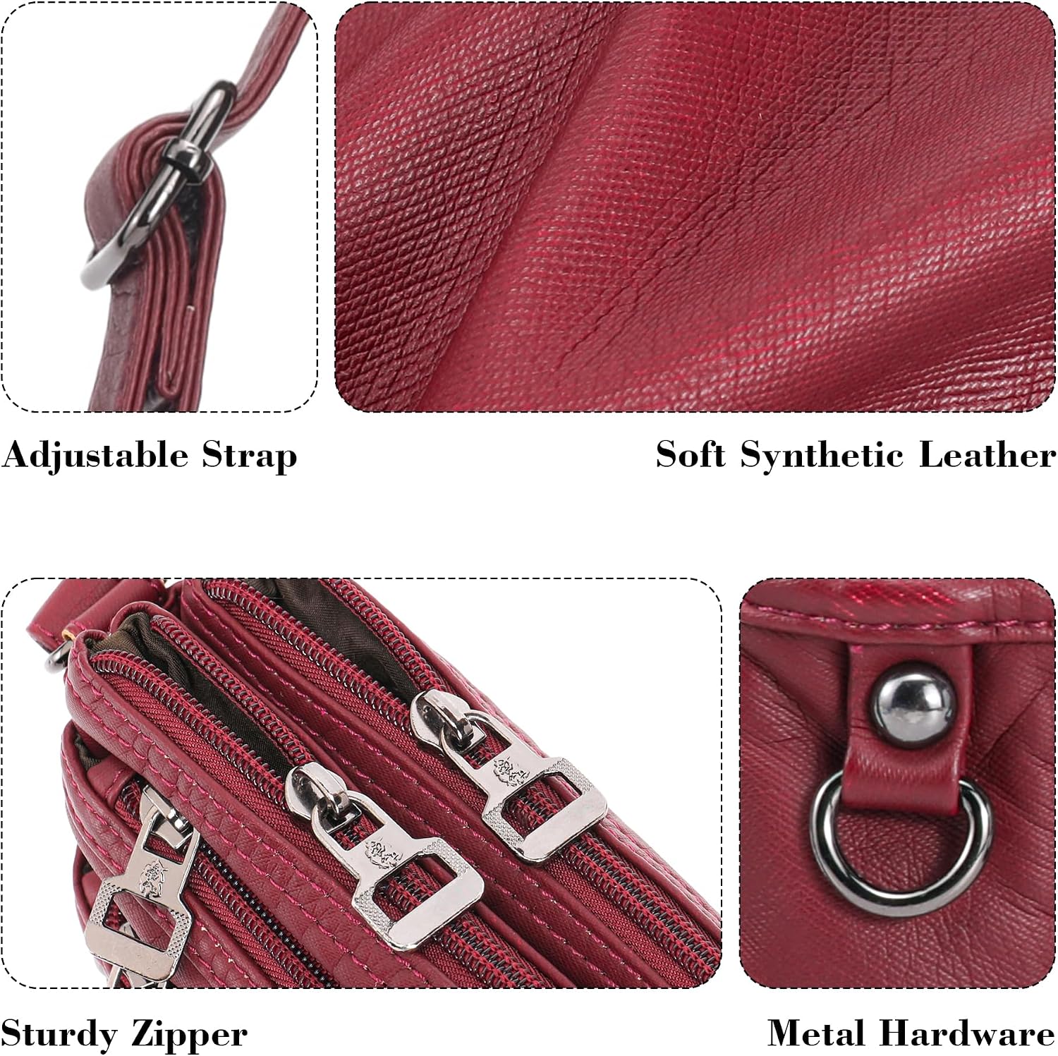 MINICAT Multi Pocket Small Crossbody Purses for Women Everyday Shoulder Bag | Lightweight Organizer, Cross body Bag with Multiple Zipper Pockets, Vegan Leather, Phone Purse for Travel Casual Daily