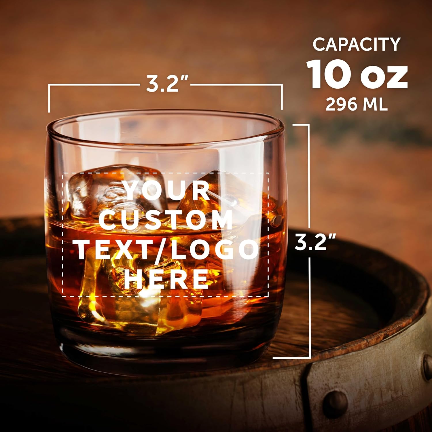 DISCOUNT PROMOS Custom Whiskey Glasses 10 oz Set of 10/50/100, Personalized Bulk Pack - Heavy Base Old Fashioned Glass, Perfect for Scotch, Bourbon