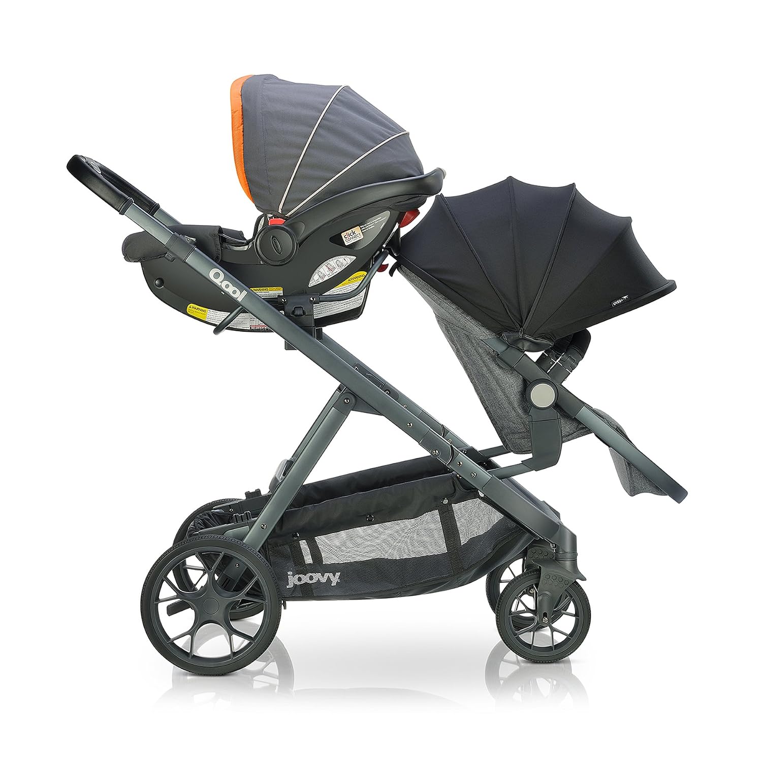 Joovy Qool Stroller, Customizable Stroller, Single, Double, Triple, Grey Melange