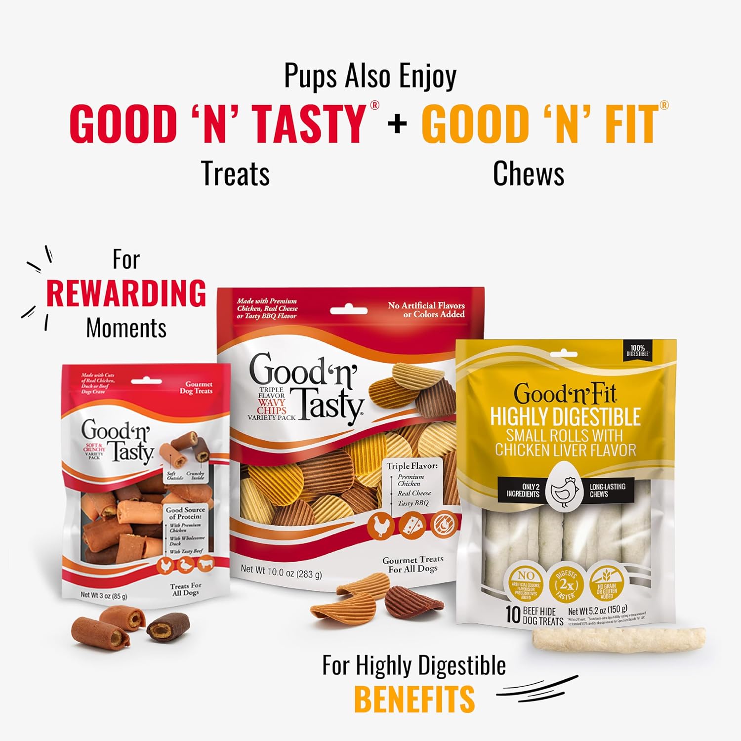 Good 'n' Fun Kabobs Long-Lasting Dog Treat Made With Real Protein, 18 Count | Premium Chicken, Pork and Beef Hide Chew, Supports Dental Health and Mental Stimulation, For Adult Dogs