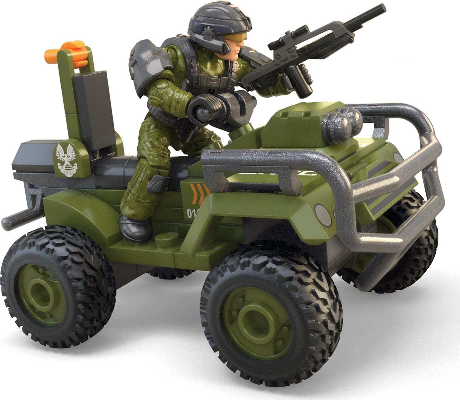 MEGA Halo The Series ATV Building Toys Set, FLEETCOM Mongoose Vehicle with 79 Pieces, 1 Poseable Articulation Figure, Green, Kids or Adults