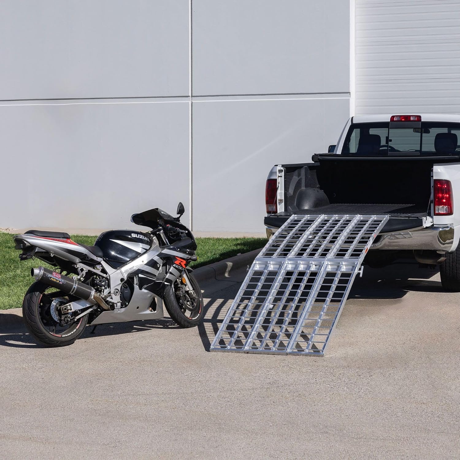 Black Widow Aluminum Folding Motorcycle Ramp for Pickup Trucks, Arched Design, 10’, Silver – Heavy-Duty Portable Automotive Loading Ramps for Truck and Trailer | Heavy-Duty Portable Automotive Ramp for Loading Motorcycles and Dirt Bikes into Truck Beds a…