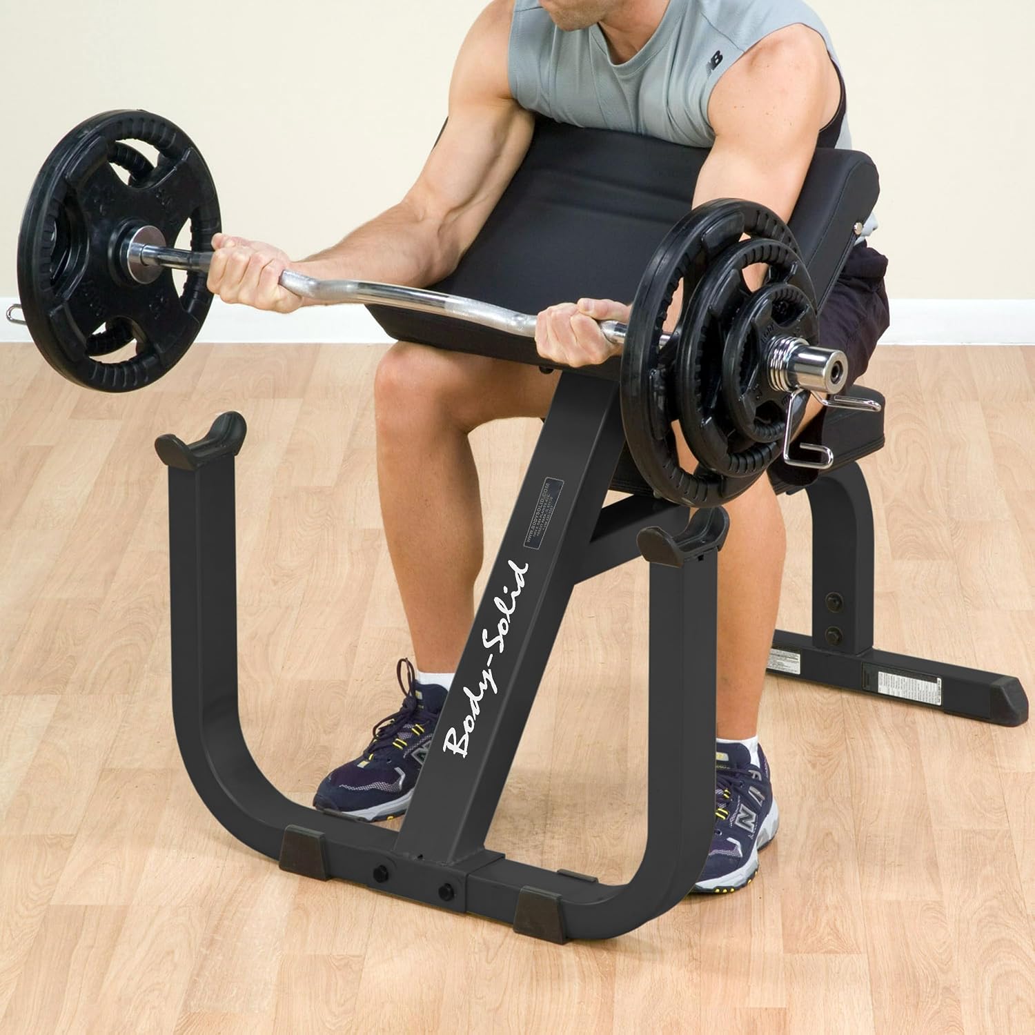 Body-Solid (GPCB329B) Preacher Curl Bench - Adjustable Arm Curl Bench for Bicep Workouts, High Tensile Strength