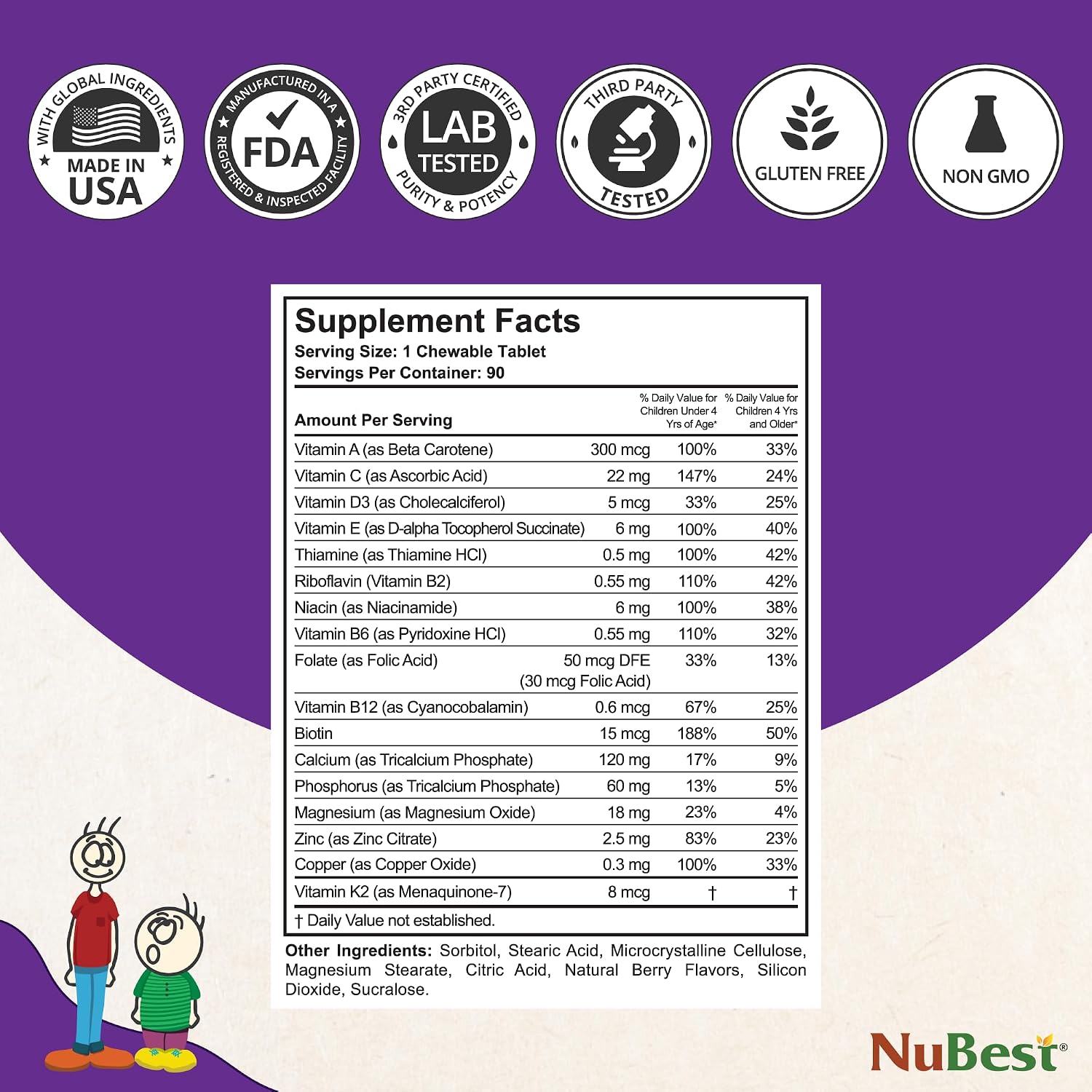 NuBest Bundle Tall 10+ 60 Capsules Tall Kids 90 Chewable Tablets | Height Growth Support for Kids & Teens | Calcium, Vitamins D3 K2