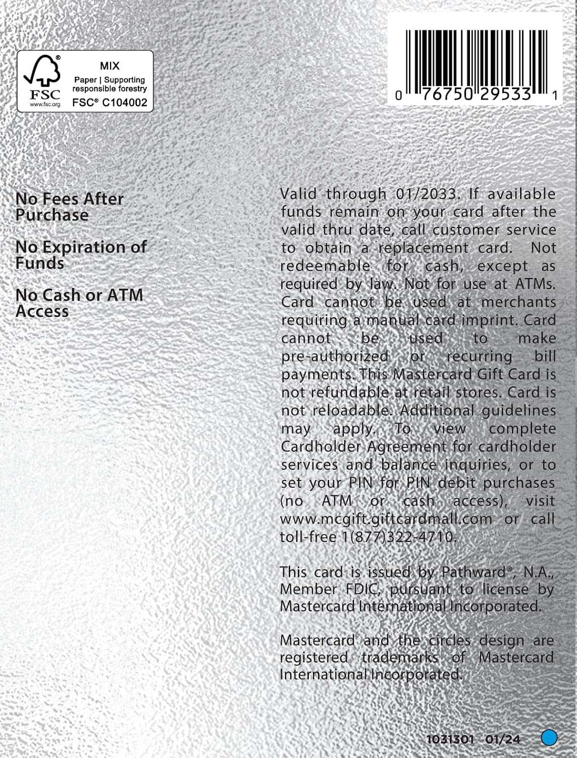 MasterCard Physical Gift Card -$50 (plus $4.95 Purchase Fee)