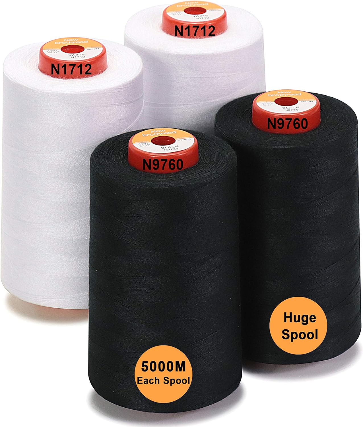 New brothread 4 Large Cones All Purpose Polyester Thread -Cream