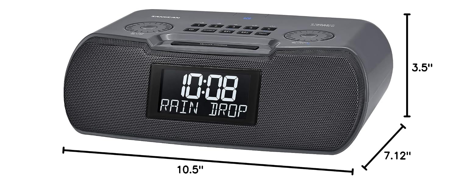 Sangean RCR-30 FM-RBDS/AM/Bluetooth/Aux-in Digital Tuning Clock Radio with USB Phone Charging and Sound Soother, Gray
