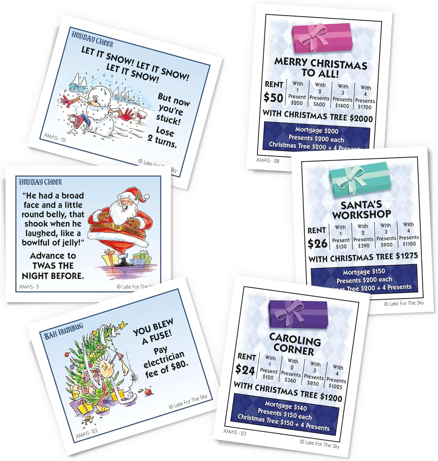 Late for the Sky Christmas-Opoly Board Game - Family Holiday Party Game for 2-6 Players, Ages 8+, Festive Collect-and-Trade Play