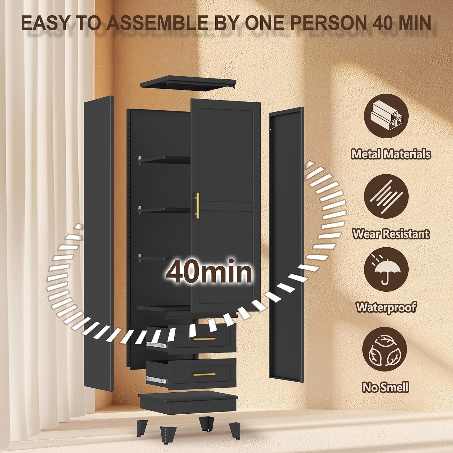 pozdeg 67" Tall Narrow White Metal Storage Cabinet | 2 Doors, 4 Adjustable Shelves, Freestanding Slim Pantry Organizer for Bathroom Kitchen Living Room