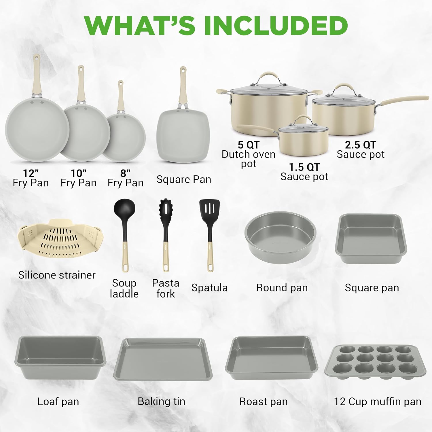 NutriChef 20-Piece Pots and Pans Set Non Stick – Induction Cookware Set, PFAS-Free Nonstick Cookware for All Cooktops