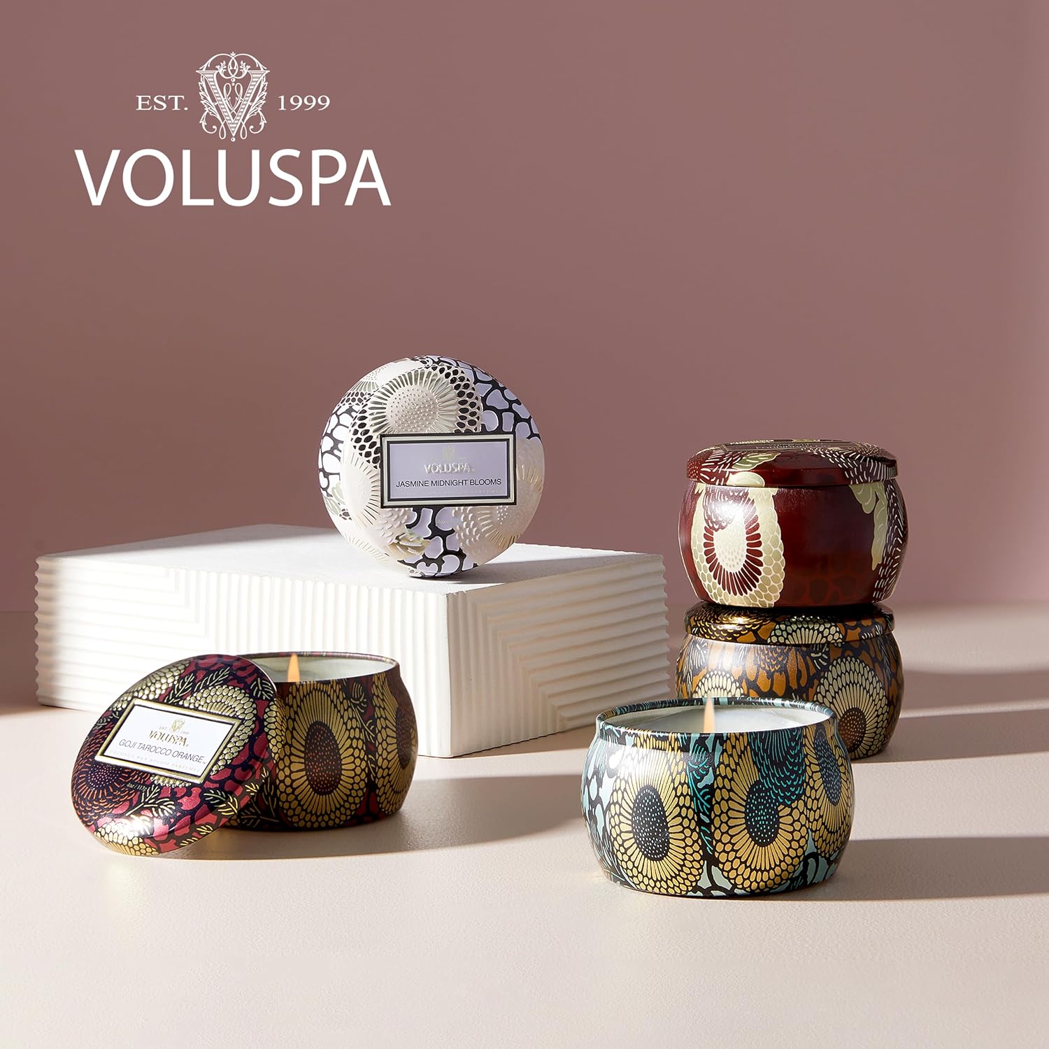 Voluspa Baltic Amber Candle | Mini Tin | 4 Oz. | 25 Hour Burn Time | Coconut Wax for a Cleaner Burn