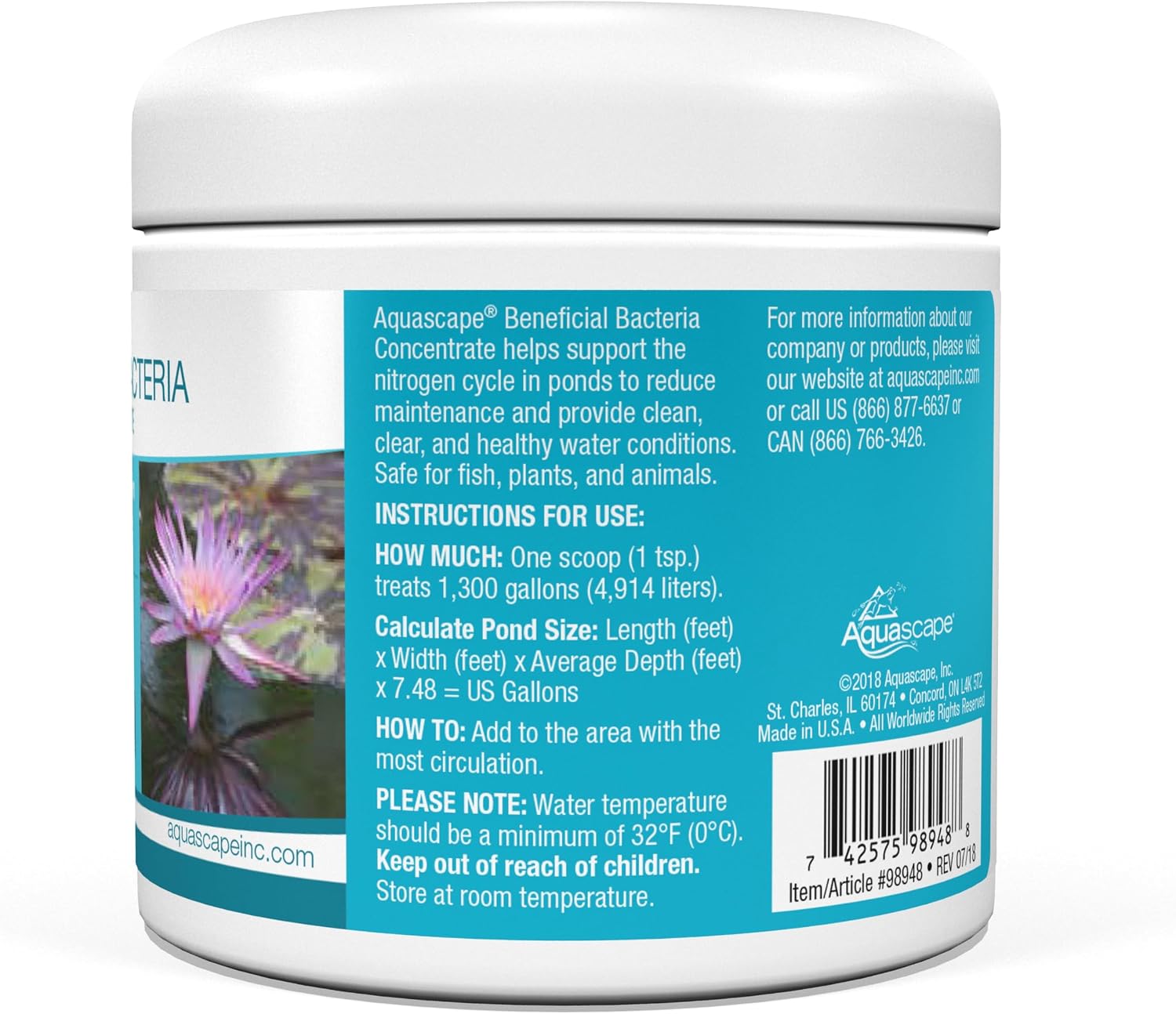 Aquascape Dry Beneficial Bacteria for Pond and Water Features, 8.8 Ounce (Pack of 1), 98948 , white