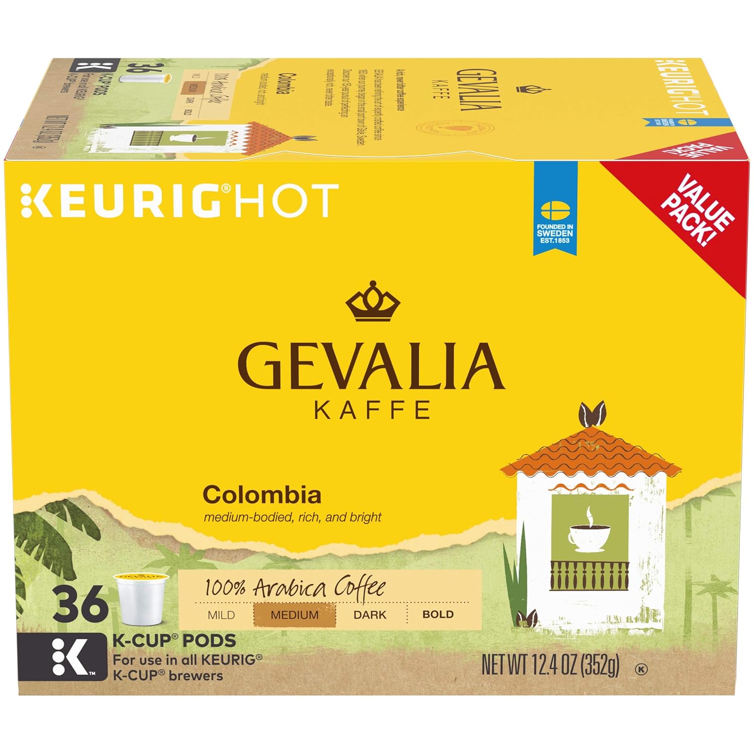 Gevalia Kaffe Colombian Blend Medium Roast K-Cup Coffee Pods (36 Pods)