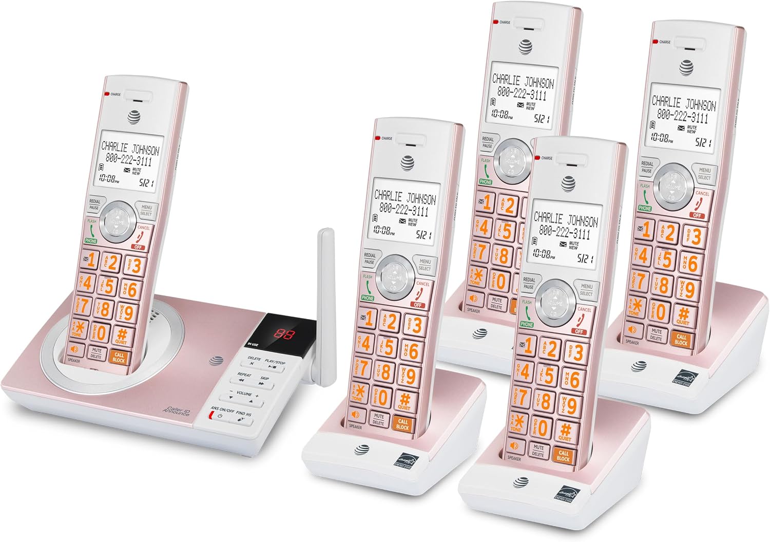AT&T DECT 6.0 Expandable Cordless Phone with Answering System, Silver/Black with 3 Handsets