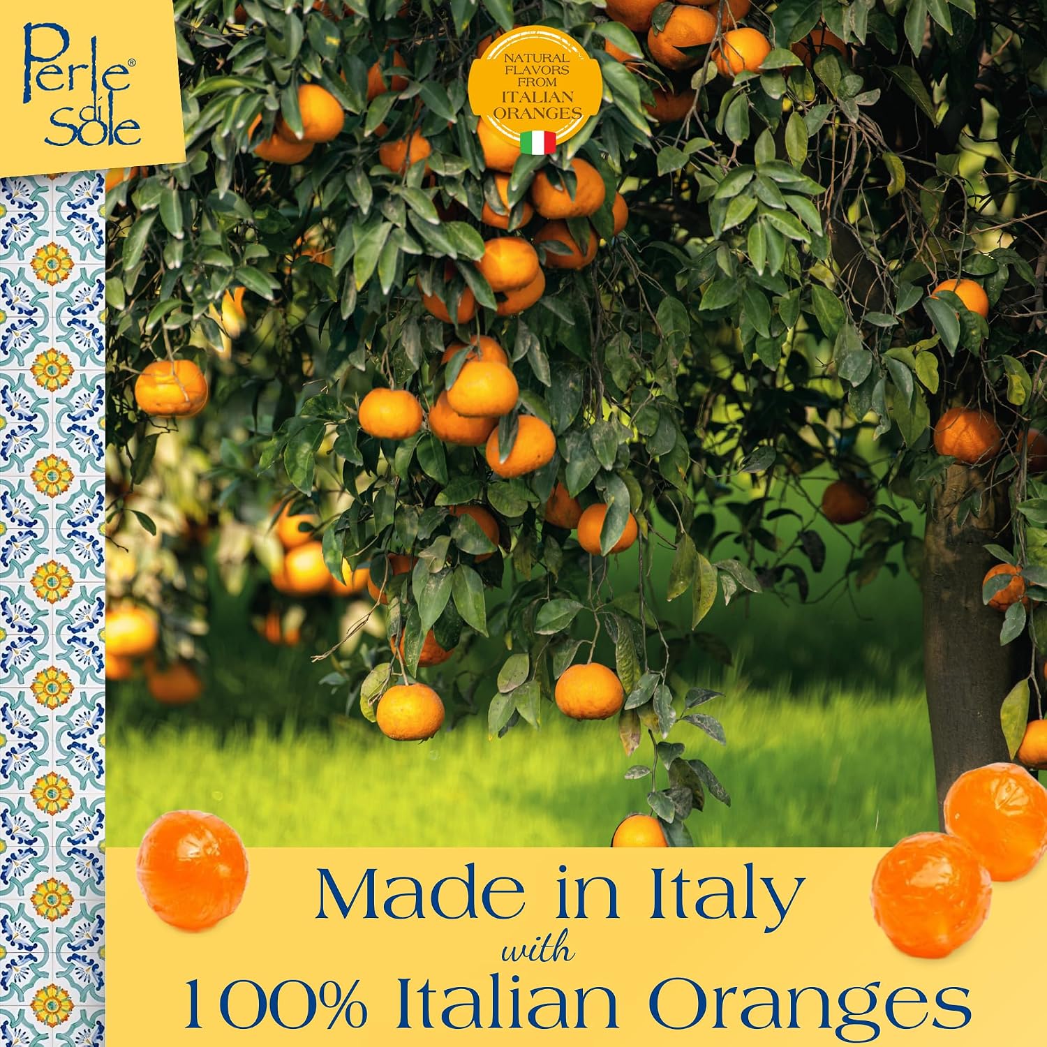 Perle di Sole Italian Lemon Drops Hard Candy Individually Wrapped (7.05 oz) Made with Essential Oils of Amalfi Coast P.G.I. Lemon - Italian Imported Gifts From Italy