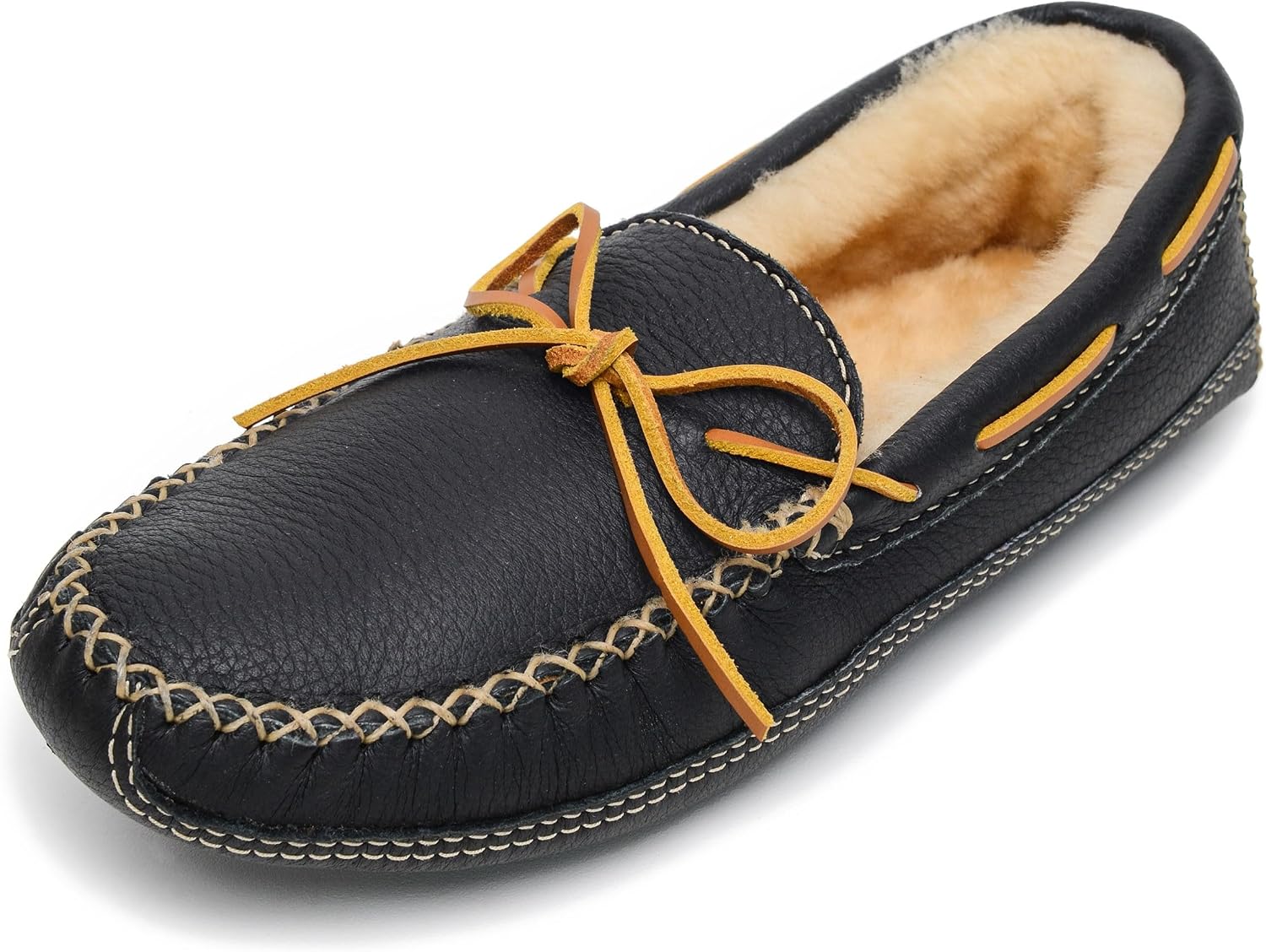 Minnetonka Men's Sheepskin Moose Slipper