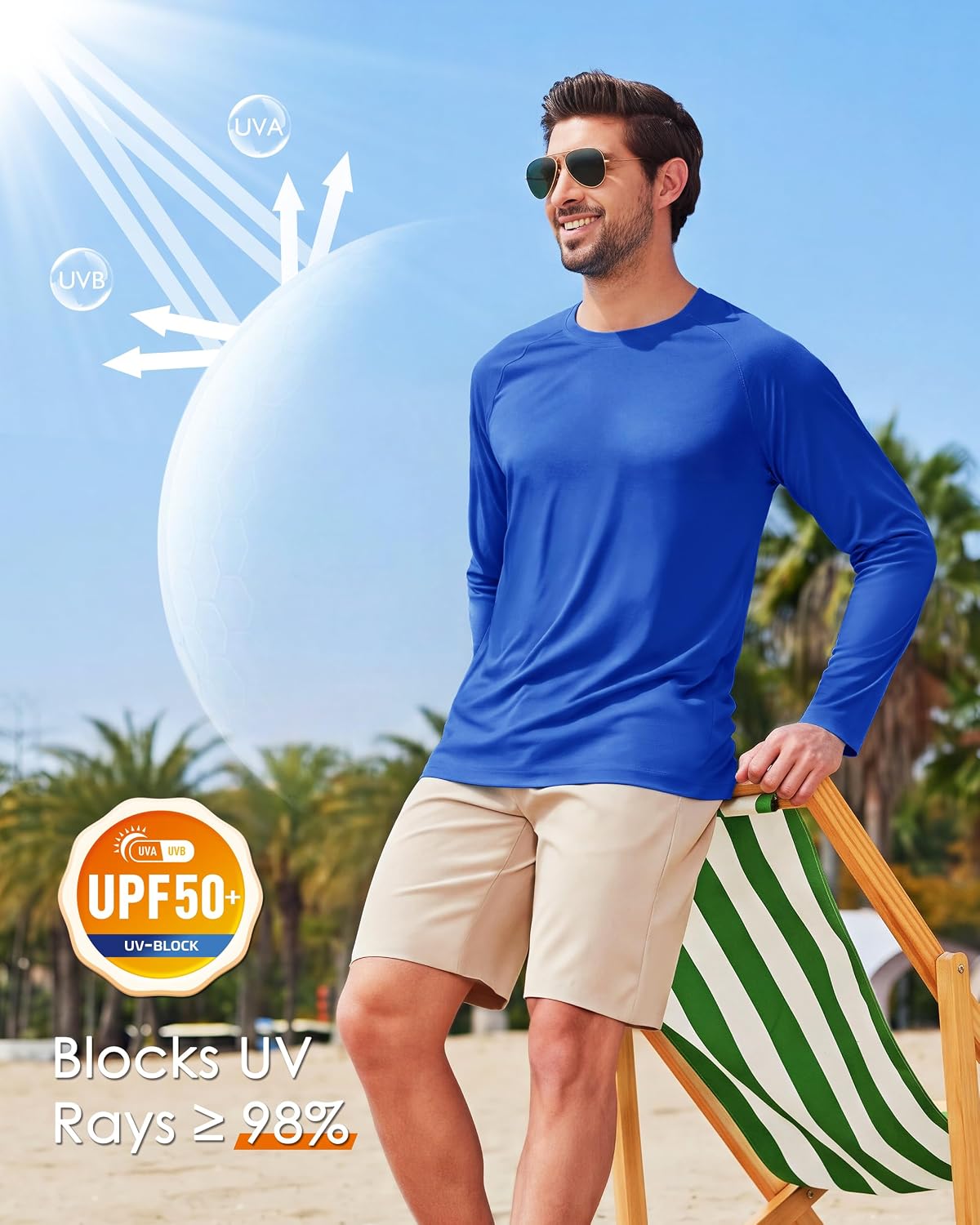 Boladeci Men's UPF 50+ Sun Protection UV SPF Shirts Long Sleeve Lightweight Quick Dry Swim T-Shirts Rash Guard