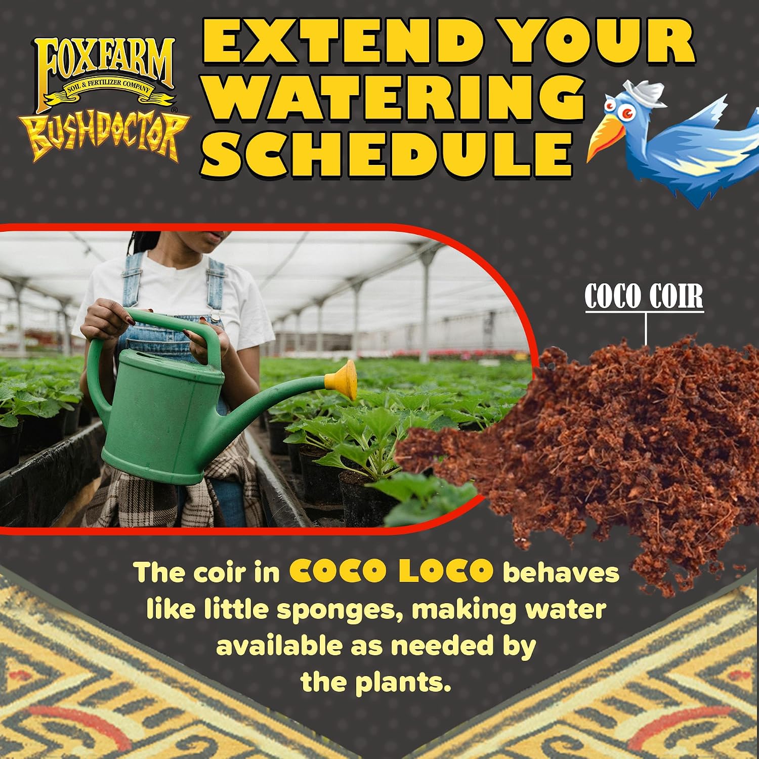FoxFarm Bush Doctor Coco Loco Potting Mix, 2cu ft - Extends Your Watering Schedule, Triple-Washed to Reduce Salt Content - Perfect for Cultivating Vigorous Plants