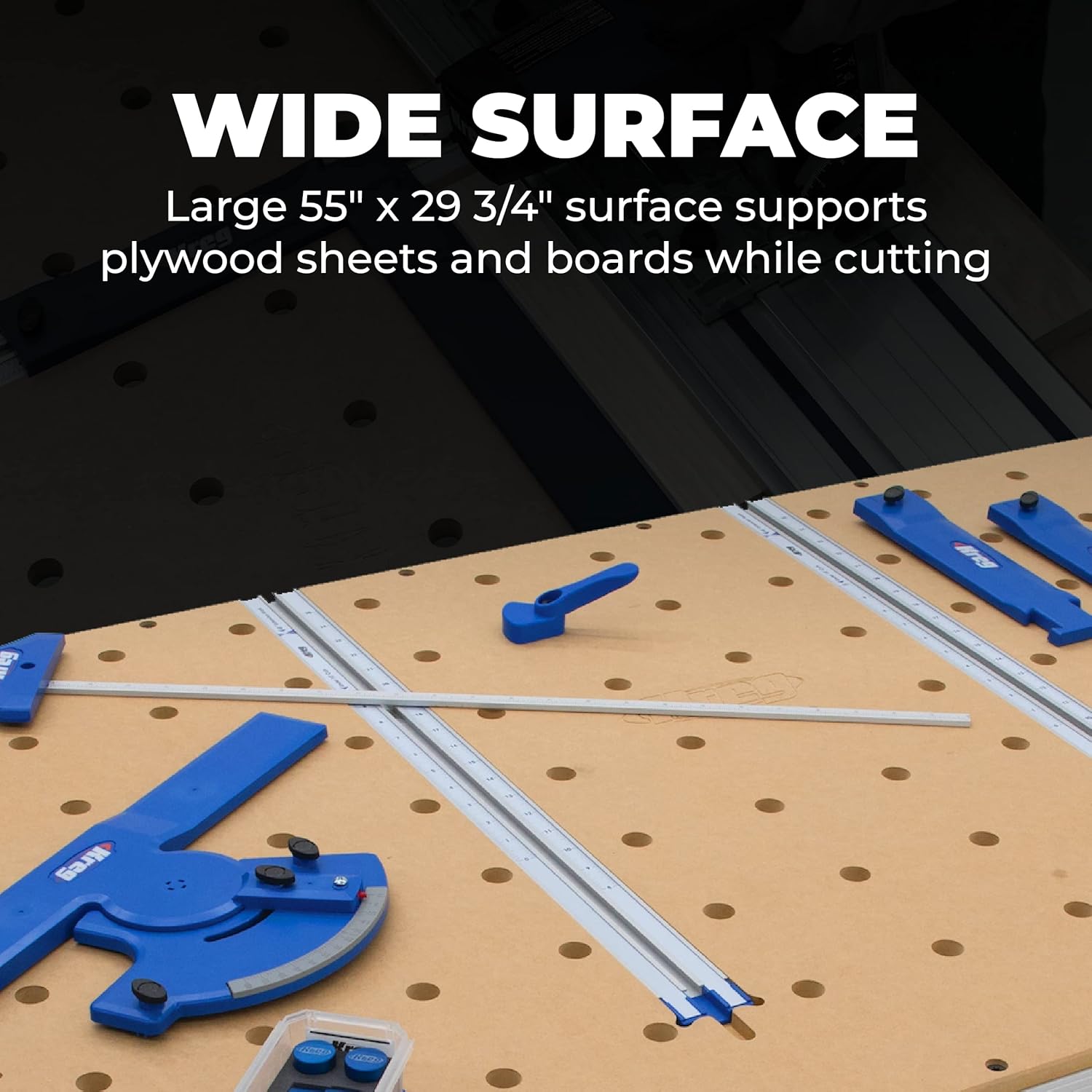 Kreg Adaptive Cutting System Bundle with 62 Inch Guide Track, Project Table Base, Table Top, and 6-1/2 Inch Plunge Saw Kit for Woodworking