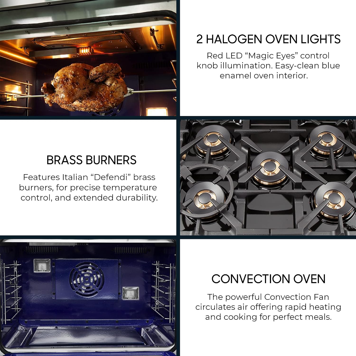 FORNO Capriasca Full Gas 30" Inch. Freestanding Range with 5 Sealed Burners Cooktop - 4.32 Cu.Ft. Gas Convection Oven Capacity