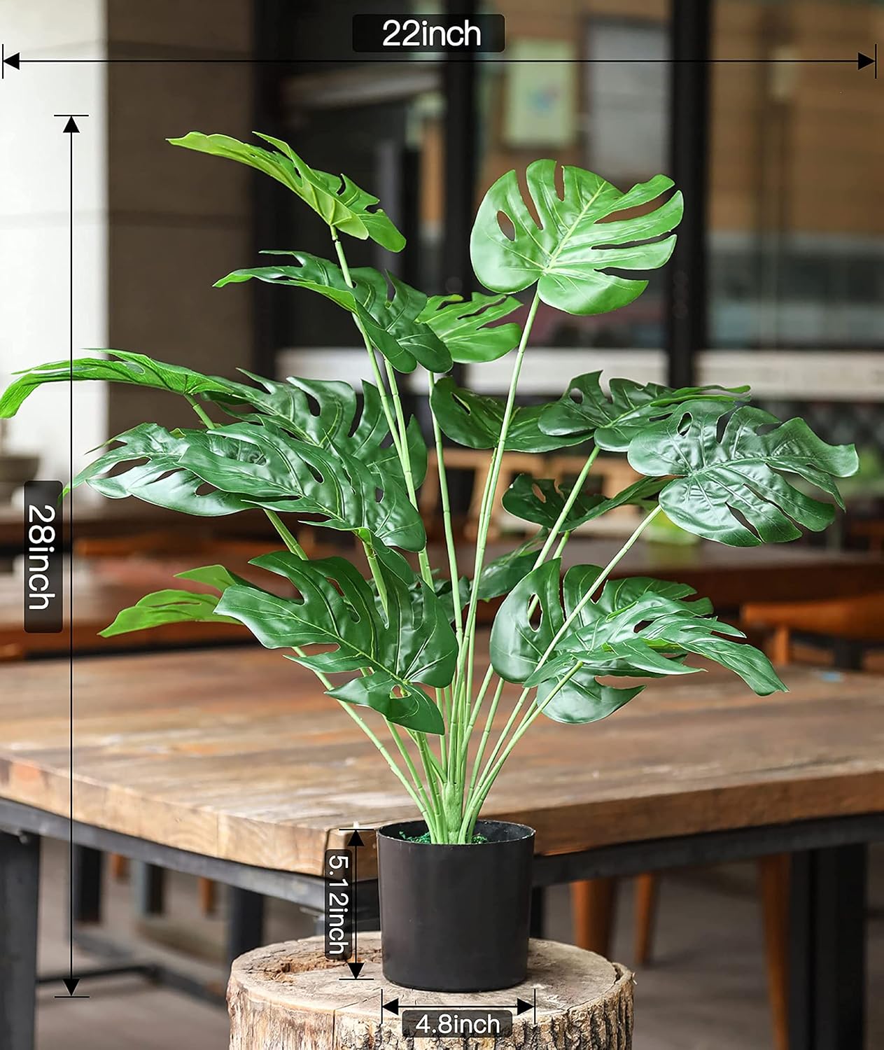Toopify 28" Fake Plants, Artificial Monstera in Black Pot for Office Decor
