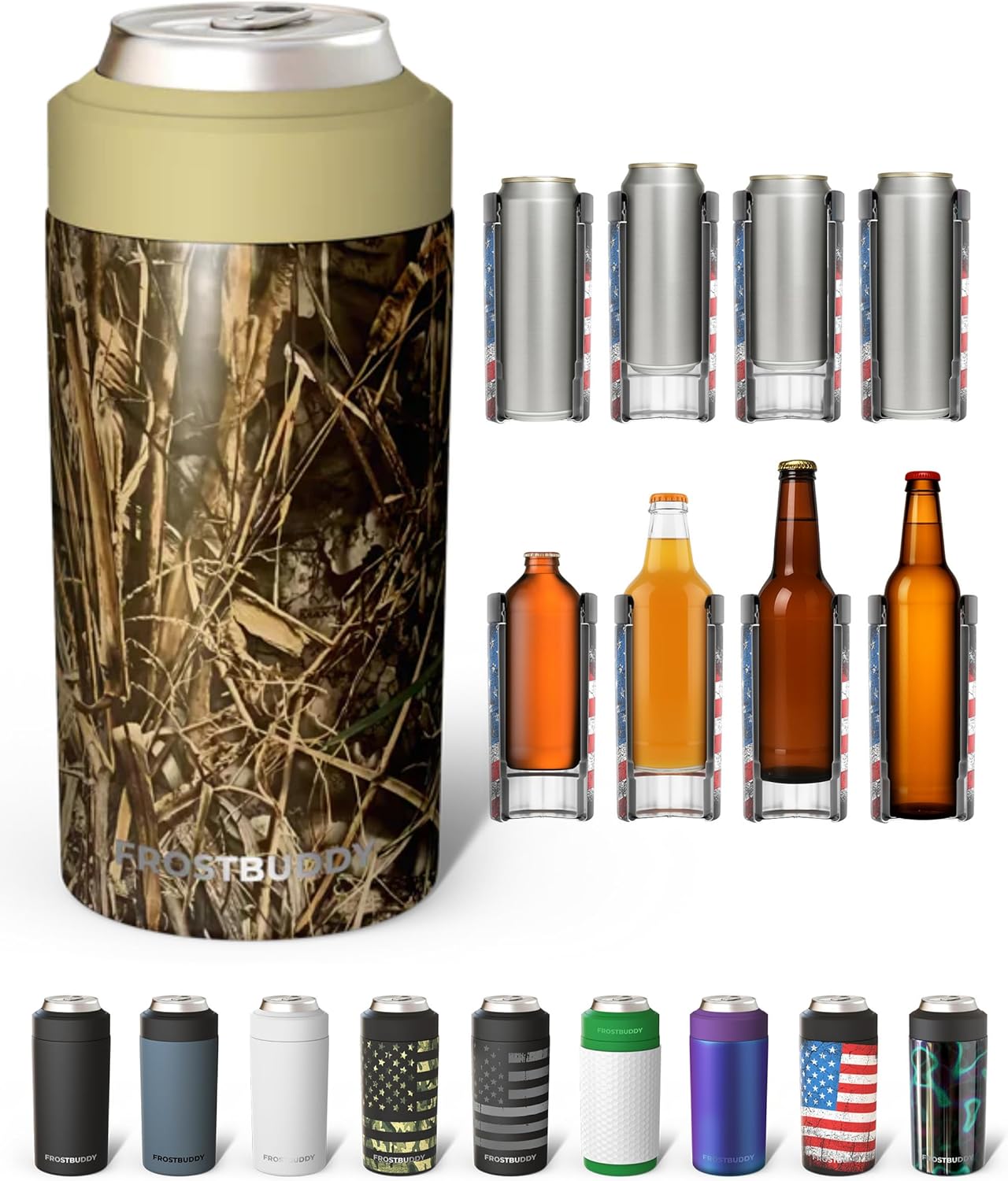 Frost Buddy Universal Can Cooler - Fits Slim Cans, 12 & 16oz (MatteBlack)