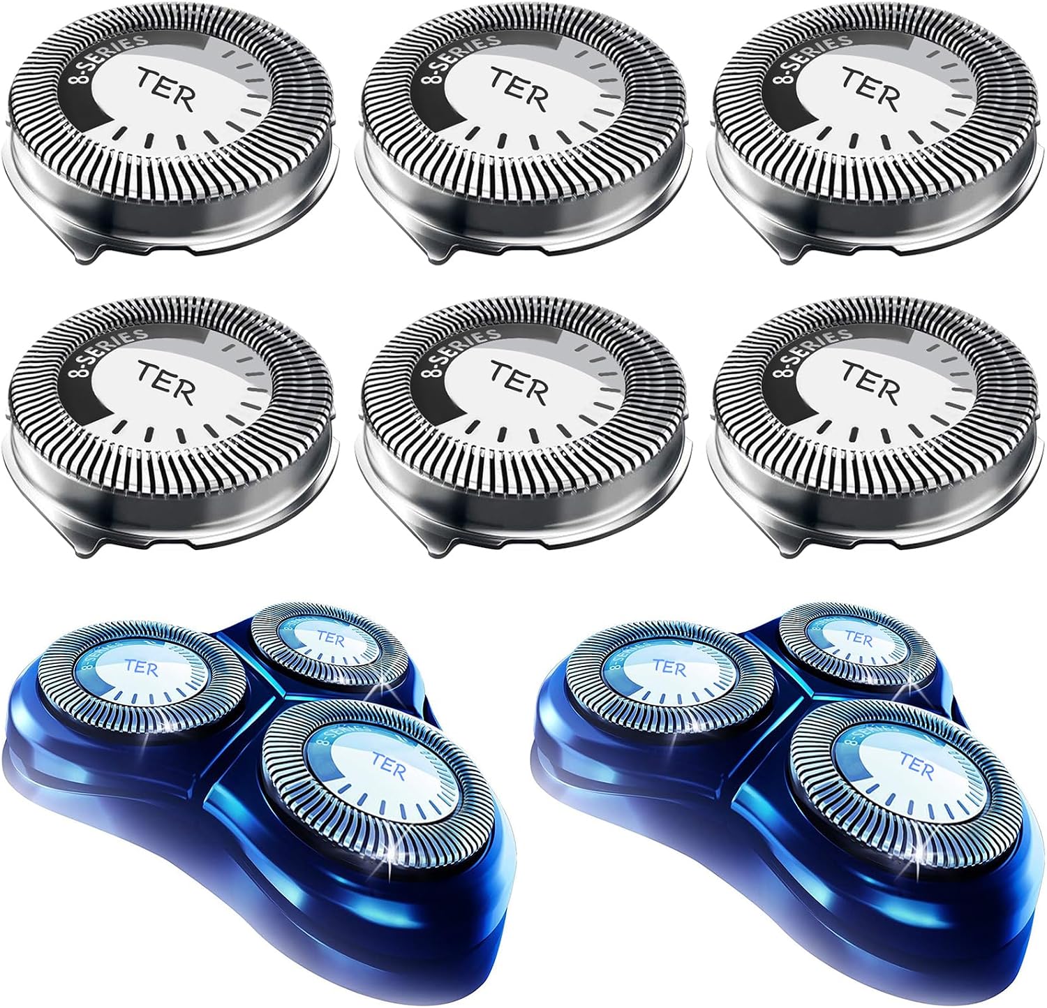 HQ8 Replacement Heads Compatible with Philips Norelco Shavers, HQ8 Heads Upgraded, 6-Pack