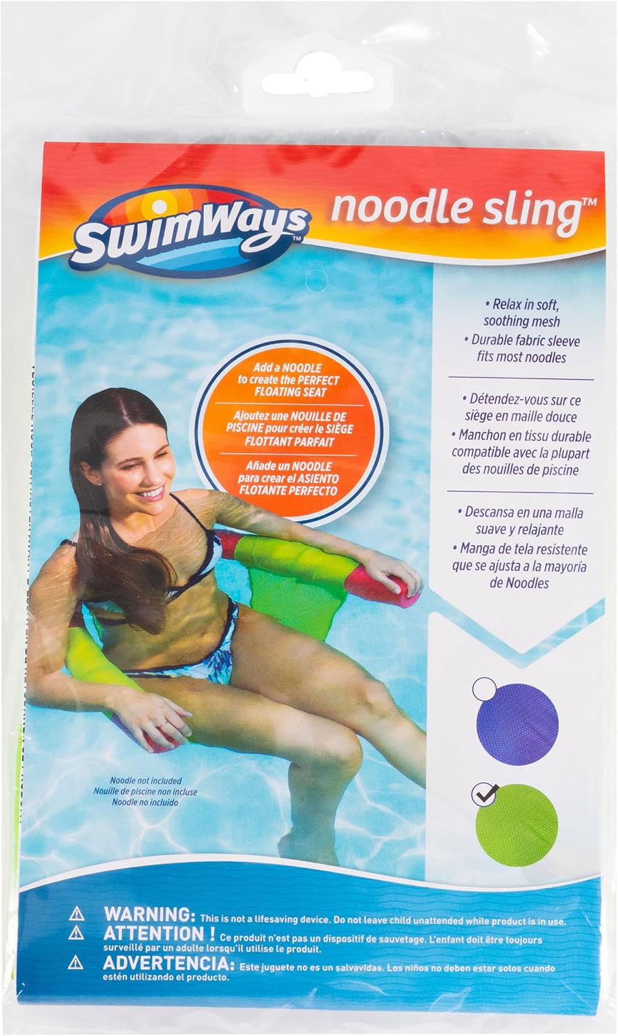SwimWays Mesh Floating Pool Chair Noodle Slings (4 Pack), Swimming Pool Accessories & Water Toys, Pool Noodle Not Included