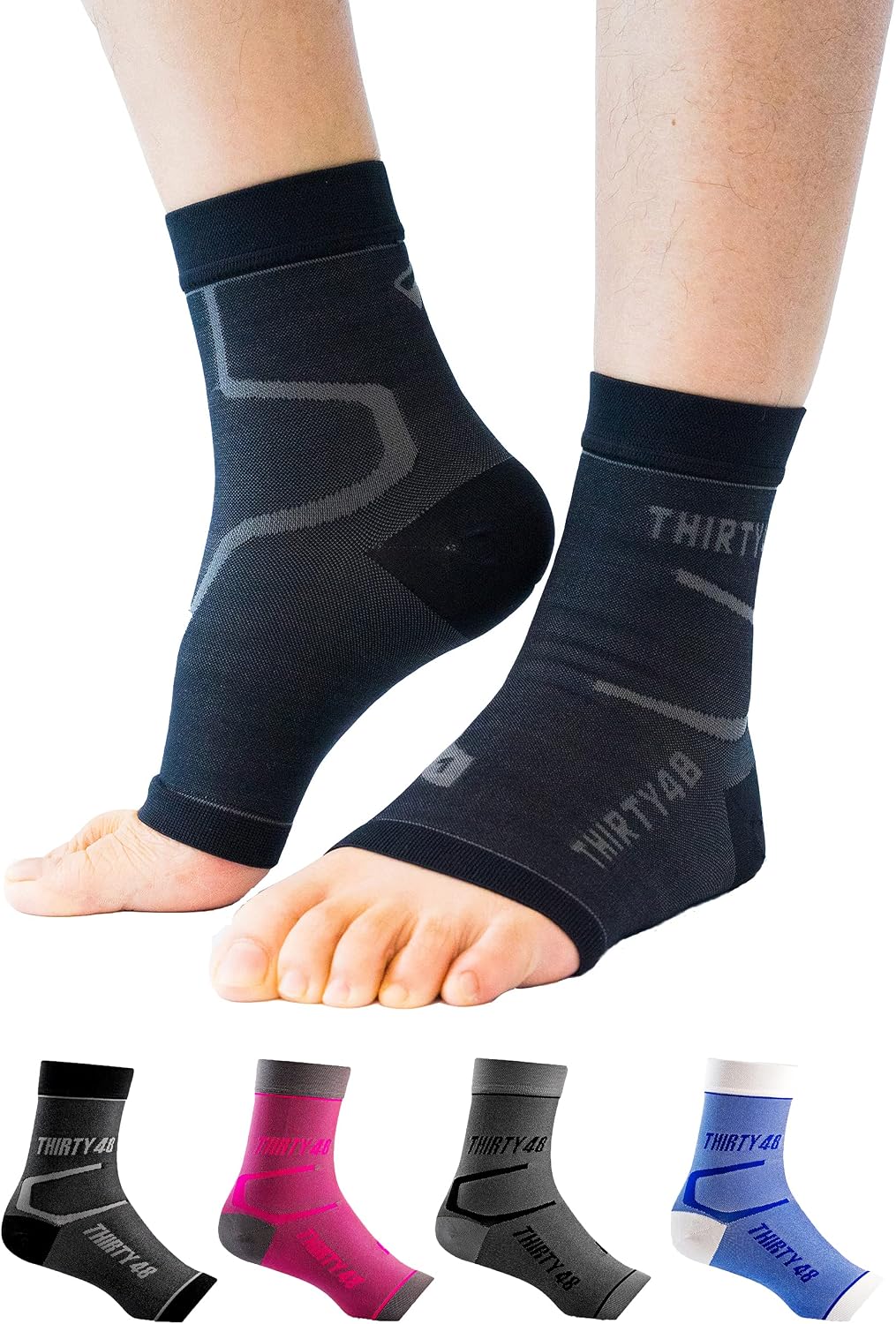 Plantar Fasciitis 20-30 mmHg Ankle Compression Socks, Foot Brace | Increase Blood Circulation, Relieve Arch Pain, Reduce Foot Swelling, Achilles Tendonitis, Open Toe Stabilizing Sleeve Wrap
