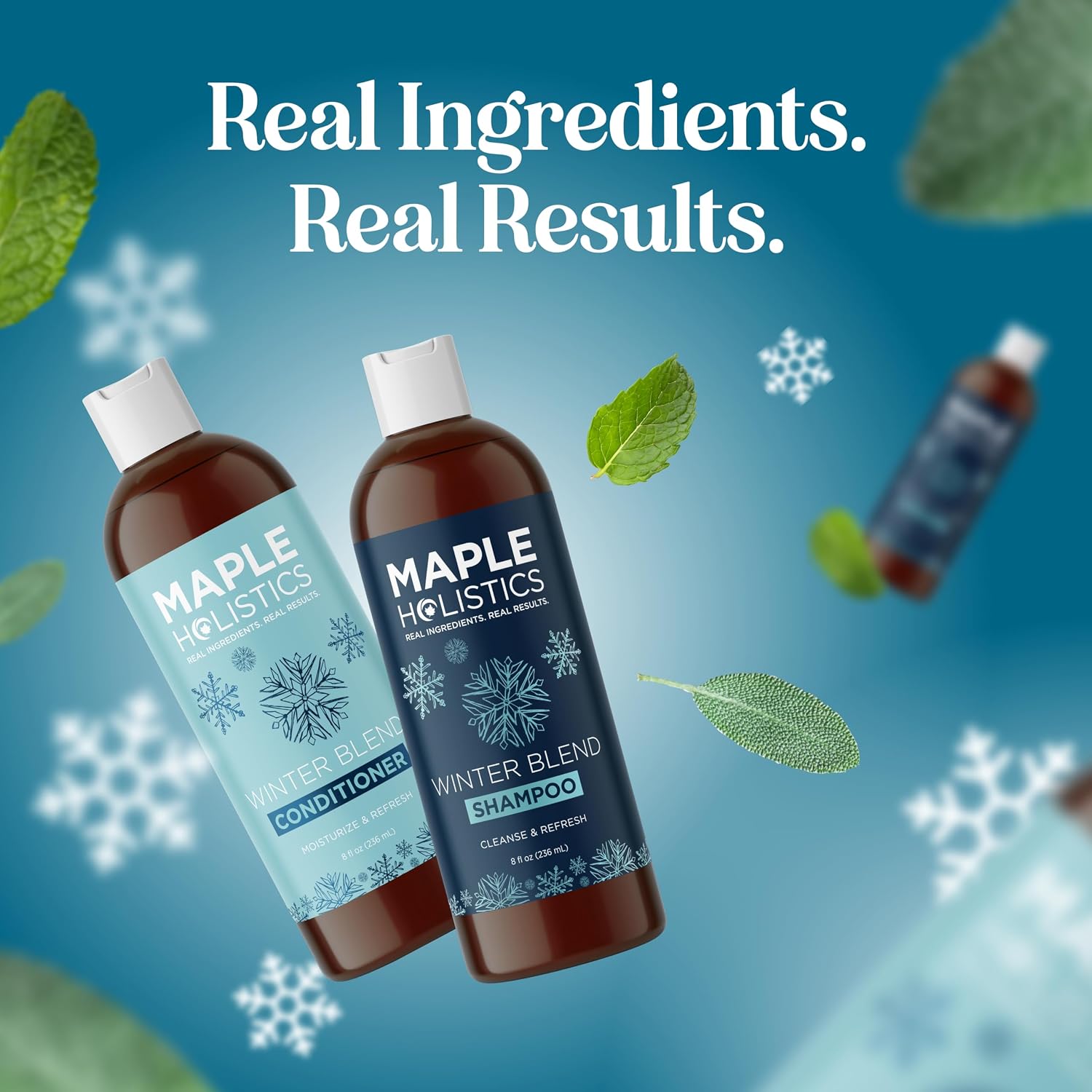Sulfate Free Shampoo and Conditioner Set - Tea Tree Sage and Rosemary Shampoo and Conditioner for Dry Flaky Scalp Care - Deep Cleansing Color Safe Shampoo and Conditioner for Damaged Dry Hair Care