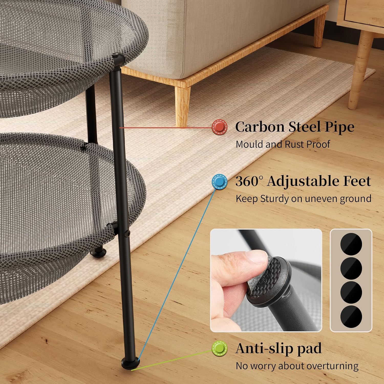 JUNSPOW Cat Bed Sleeping Cat Hammock, 16.9in x 16.9in x 9.5in, Grey