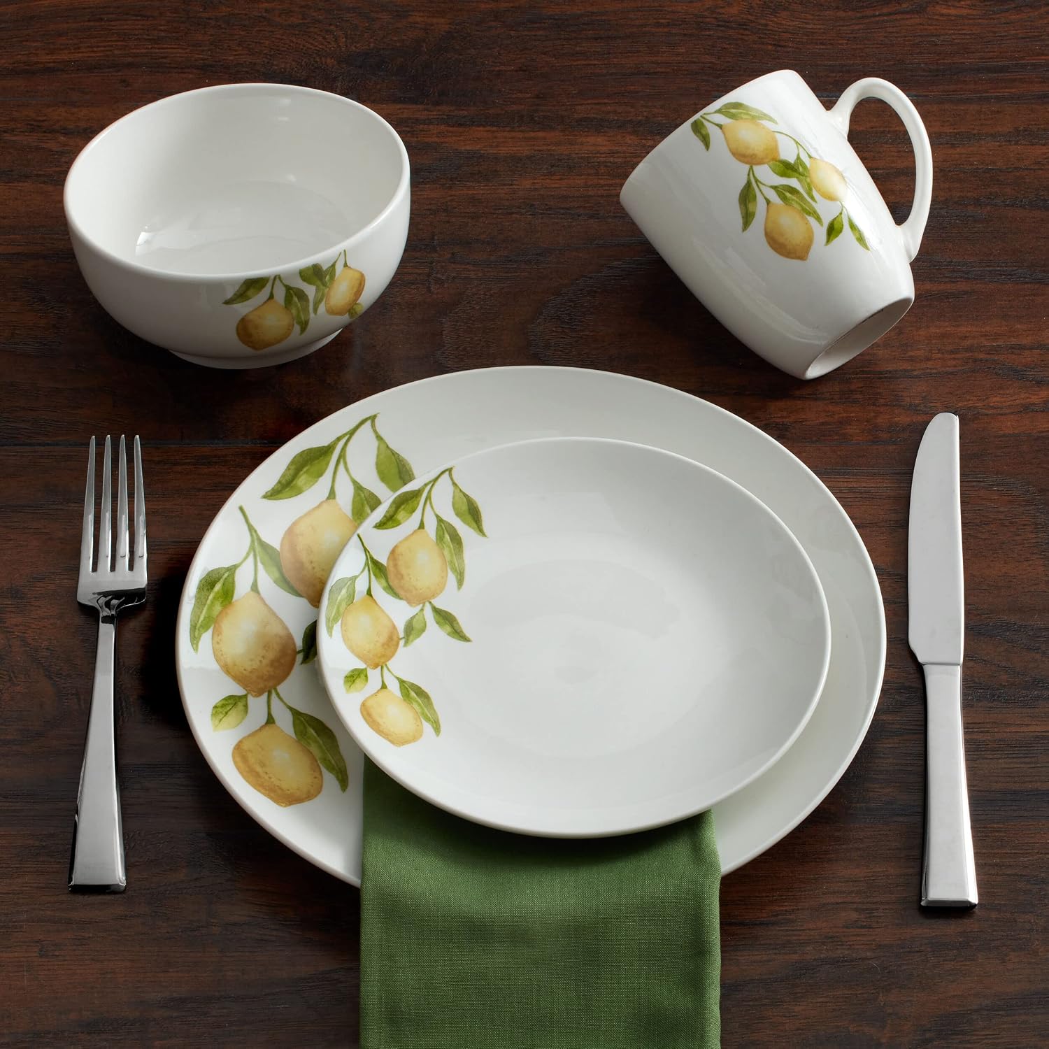 Studio Nova Kendall 16 Piece Dinnerware Set - White Porcelain Modern Tableware with Coupe Shapes & Unique Rim Design - Includes Dinner Plates Bowls