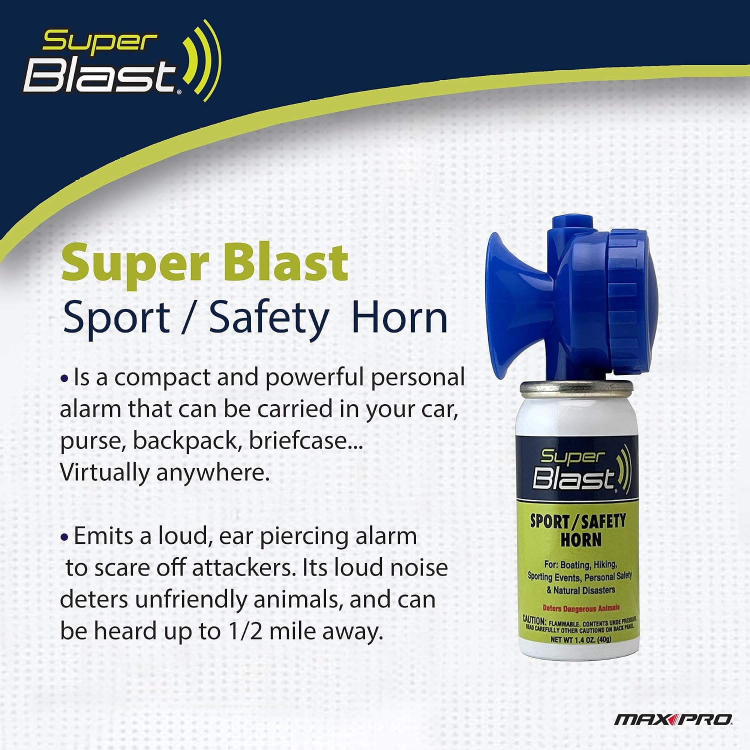 Personal Safety Horn Alarm - Blue, Voice Control, 120dB, 30 ft Range