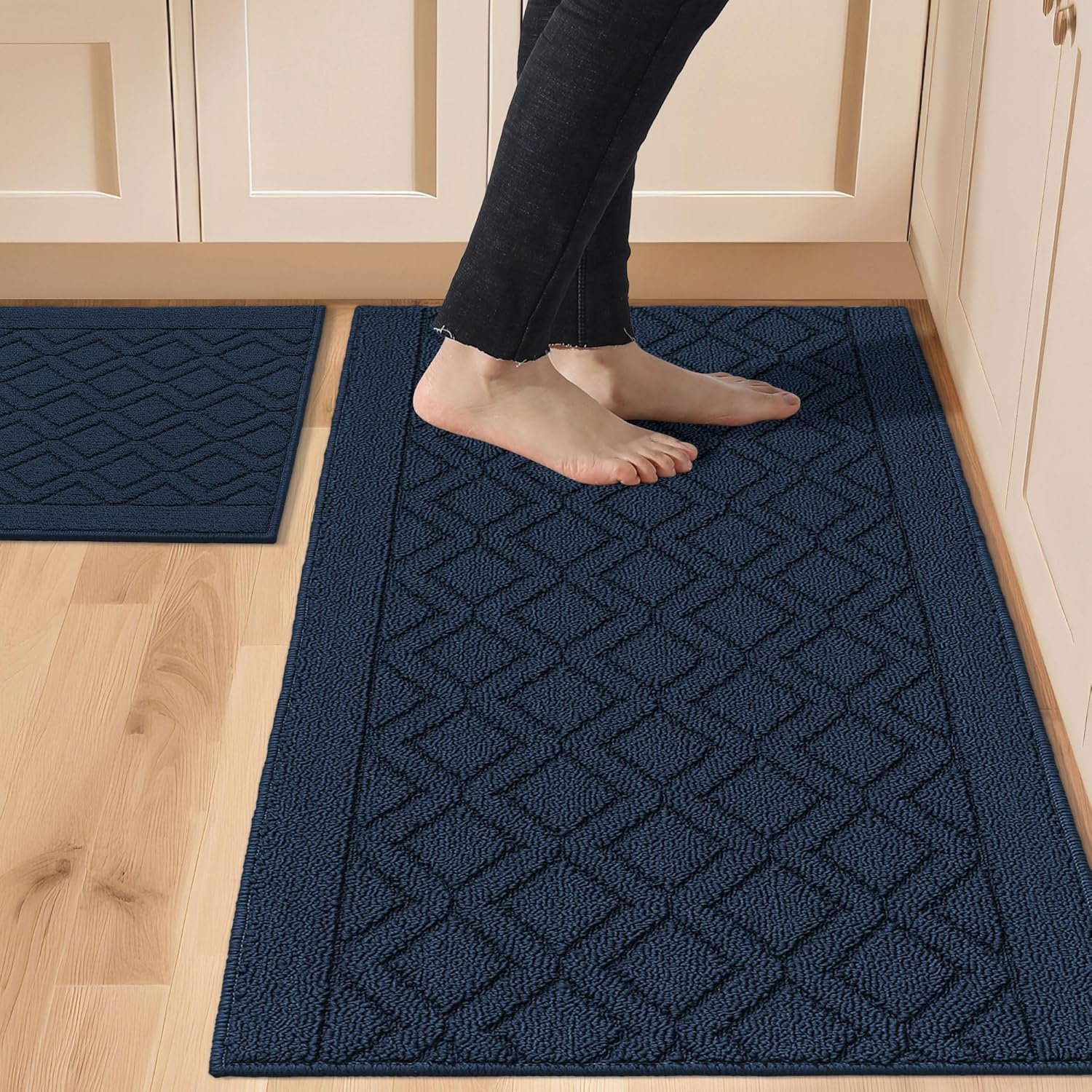 COSY HOMEER 48x20Inch/30X20Inch Kitchen Rug Mats,Grey