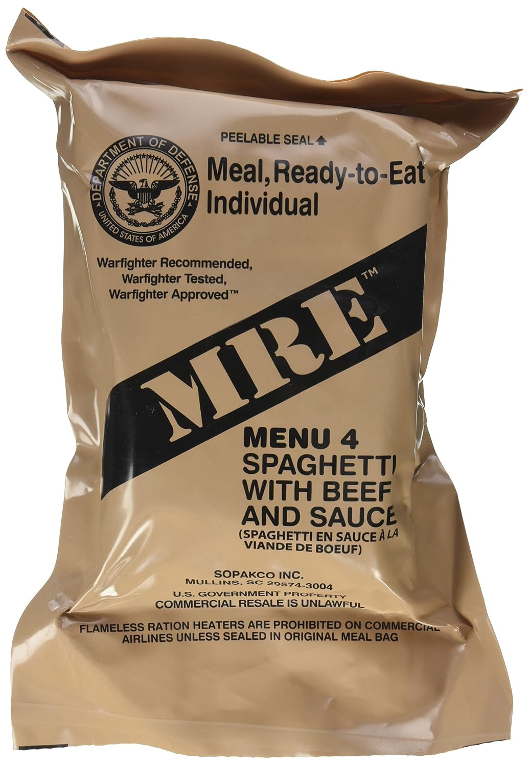 Spaghetti & Meat Sauce MRE Meal - Ultimate 2018, Jan 2018+ | MRE Complete Meal - Genuine US Military Surplus, Spaghetti with Meat Sauce