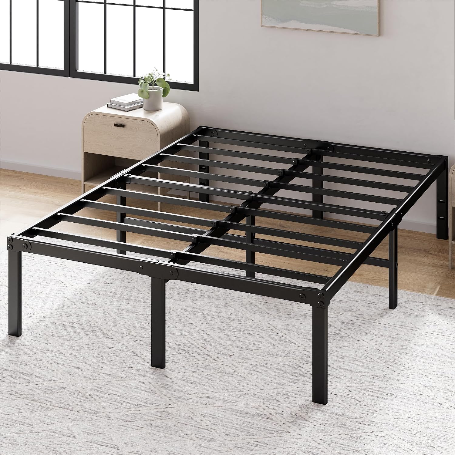 ZINUS Van 16 Inch Metal Platform Bed Frame / Steel Slat Support / No Box Spring Needed / Easy Assembly, Full