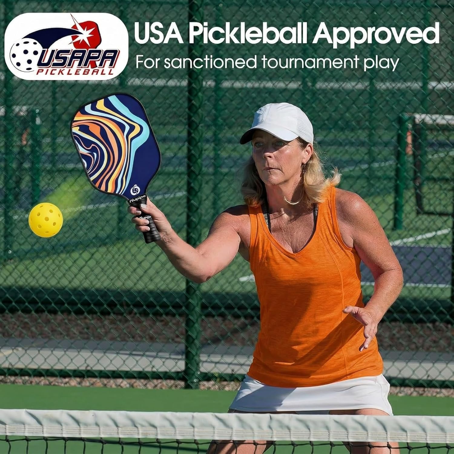 niupipo Pickleball Paddles Set of 2 or 4, USAPA Approved Fiberglass Pickleball Paddle Set with Balls and Bag, Polypropylene Honeycomb Core