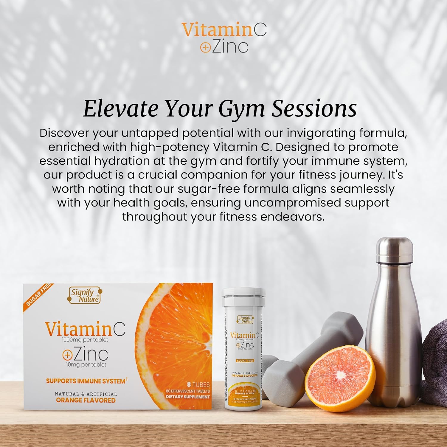 SIGNIFY NATURE Vitamin C 1000mg Effervescent Tablets with Zinc, 40CT