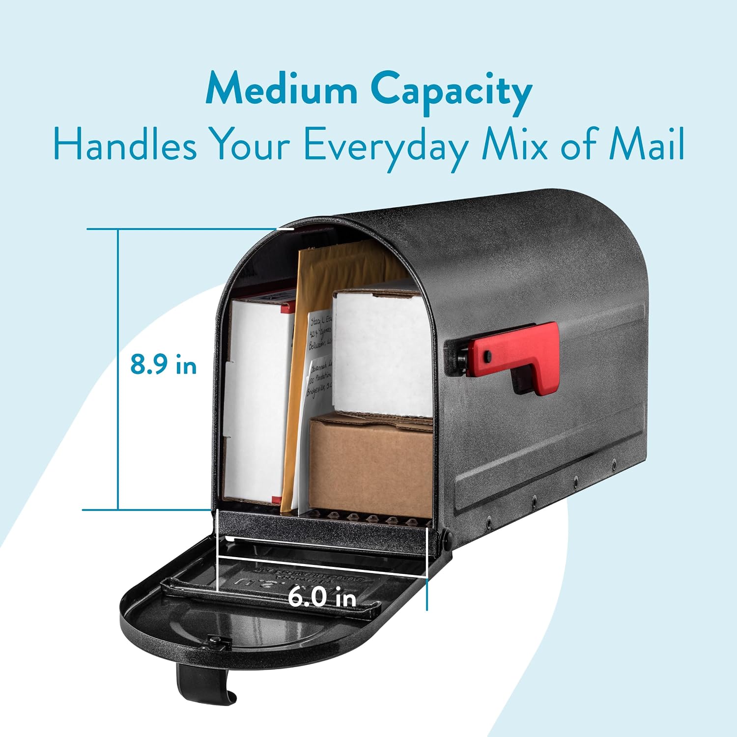 ARCHITECTURAL MAILBOXES 7600P-10 MB1 Mailbox, Medium, Pewter | Galvanized steel build for outside with rust-resistant powder-coat finish and a magnetic door closure. USPS approved.